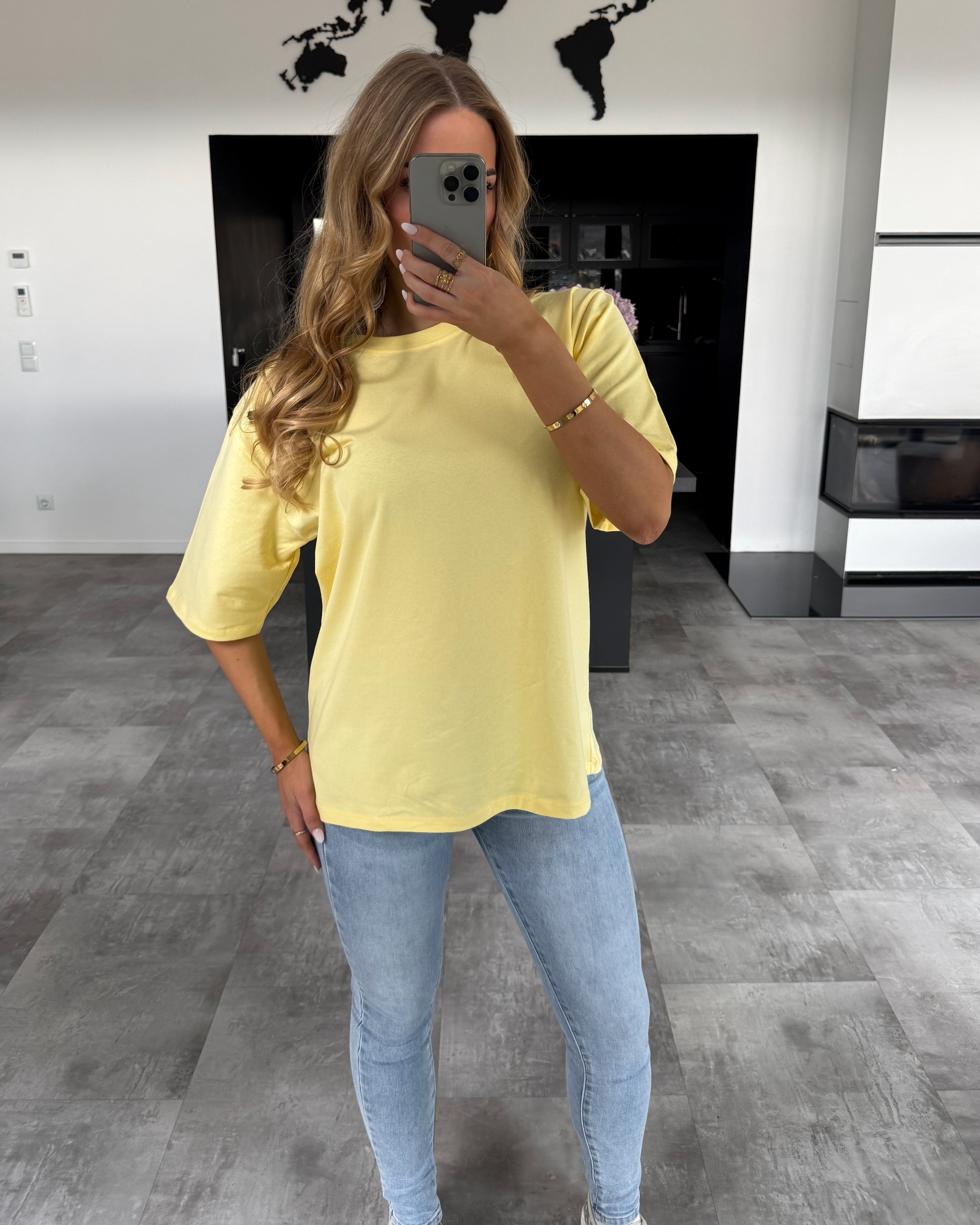 Baumwoll T-Shirt "Becky" Hellgelb