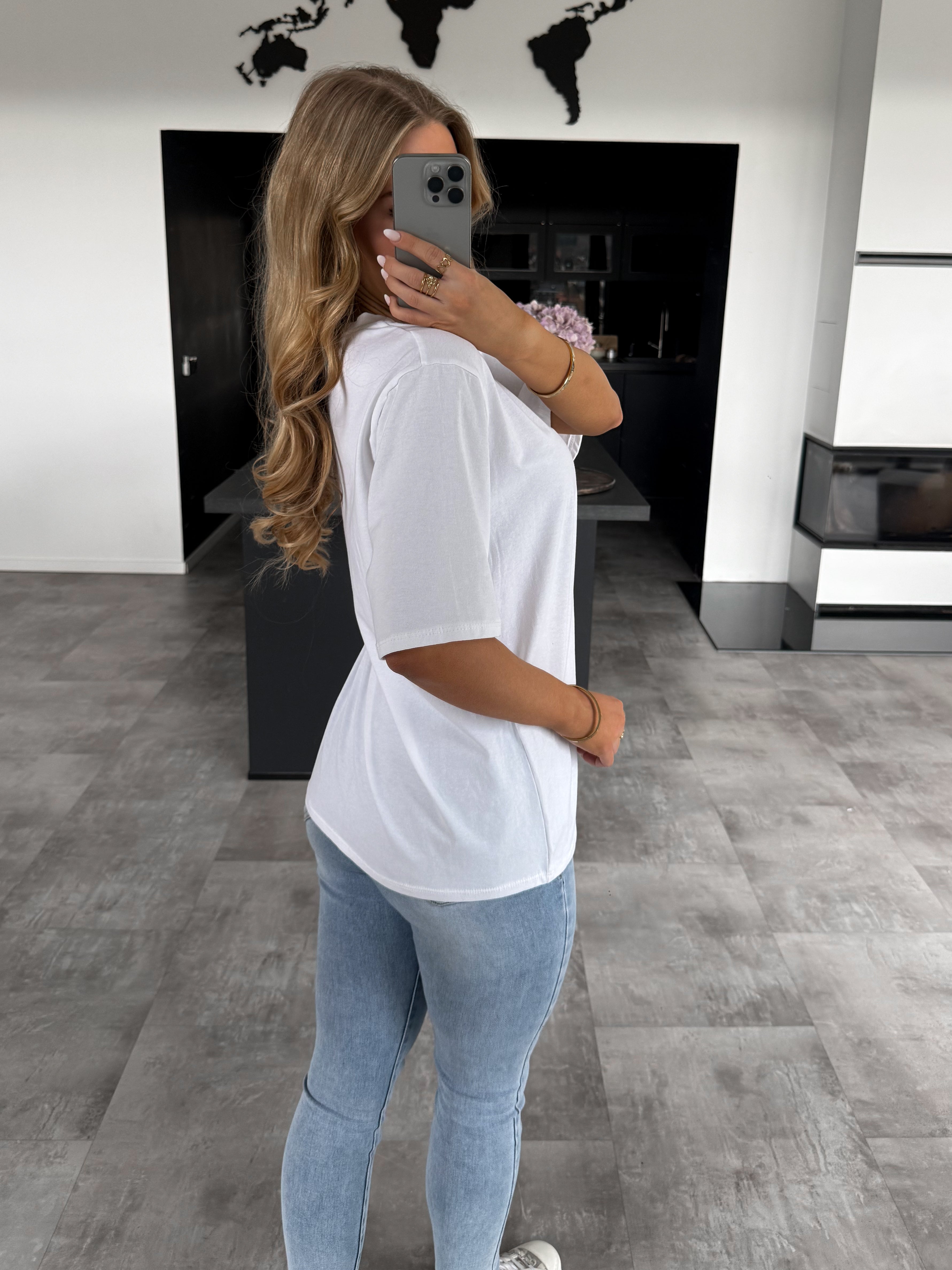 Baumwoll T-Shirt "Becky" Weiß