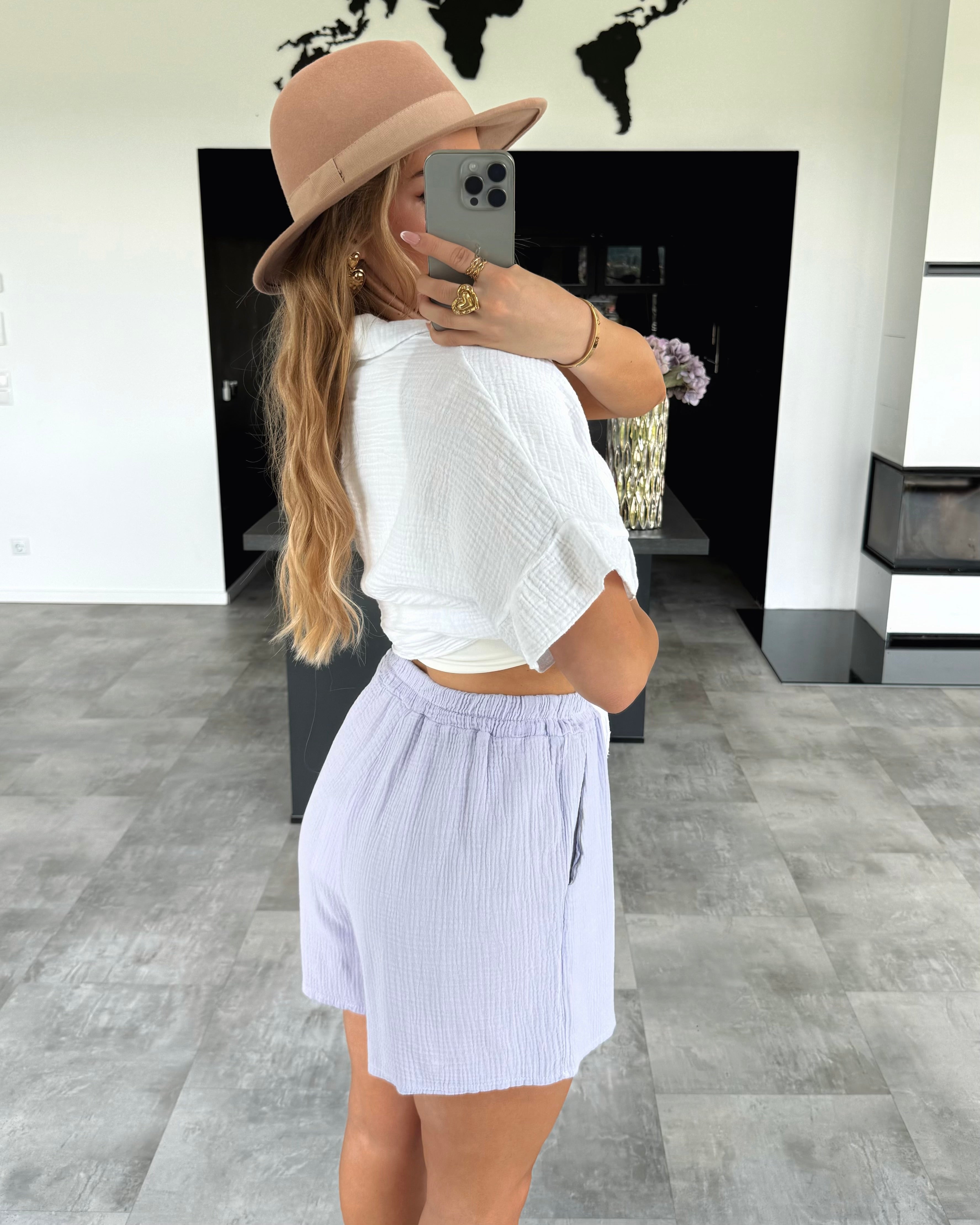 Musselin Shorts “Sunny” Flieder