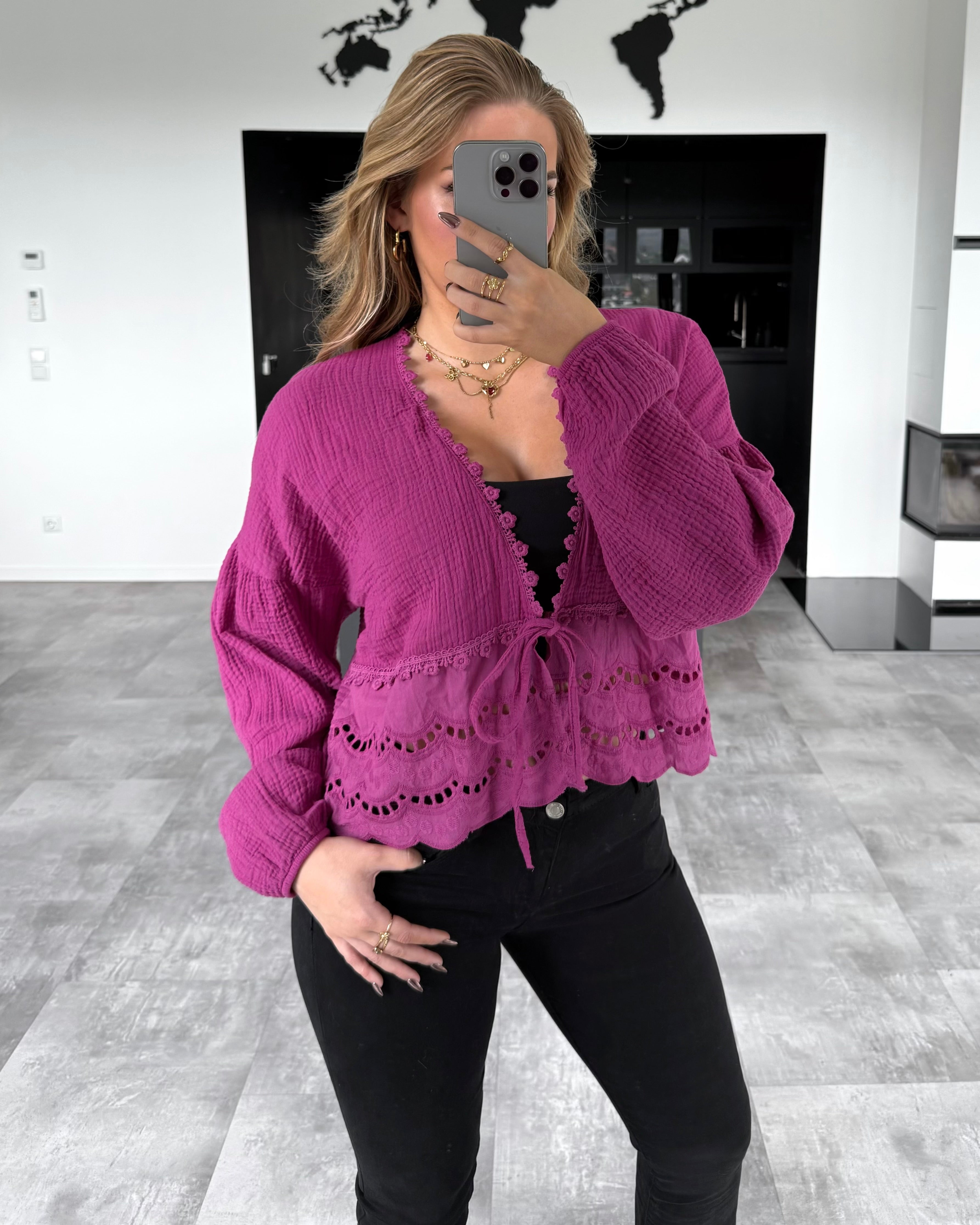 Musselin Knoten-Bluse "Emmi" Amarena