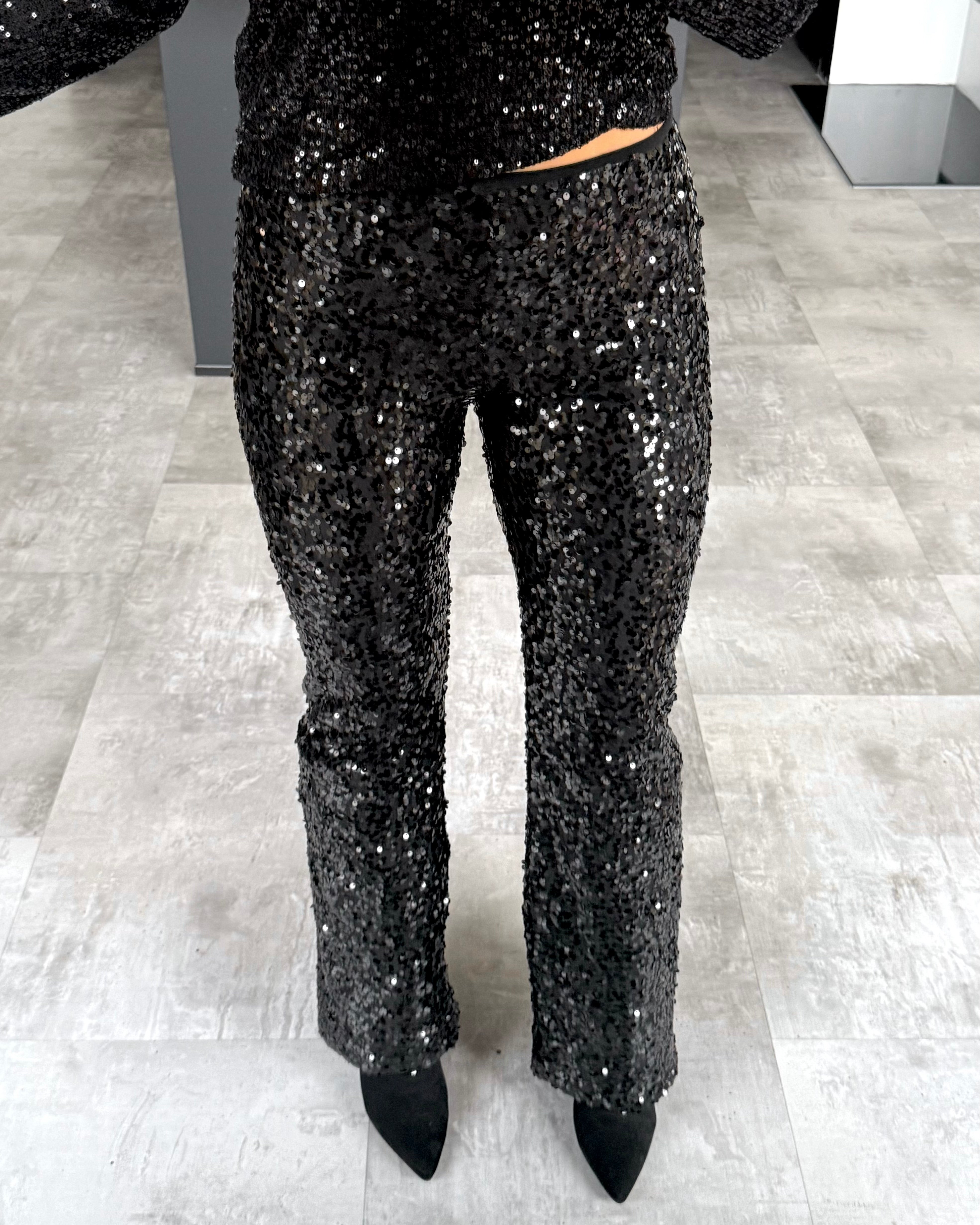 Pailletten Hose „Sierra“ Schwarz