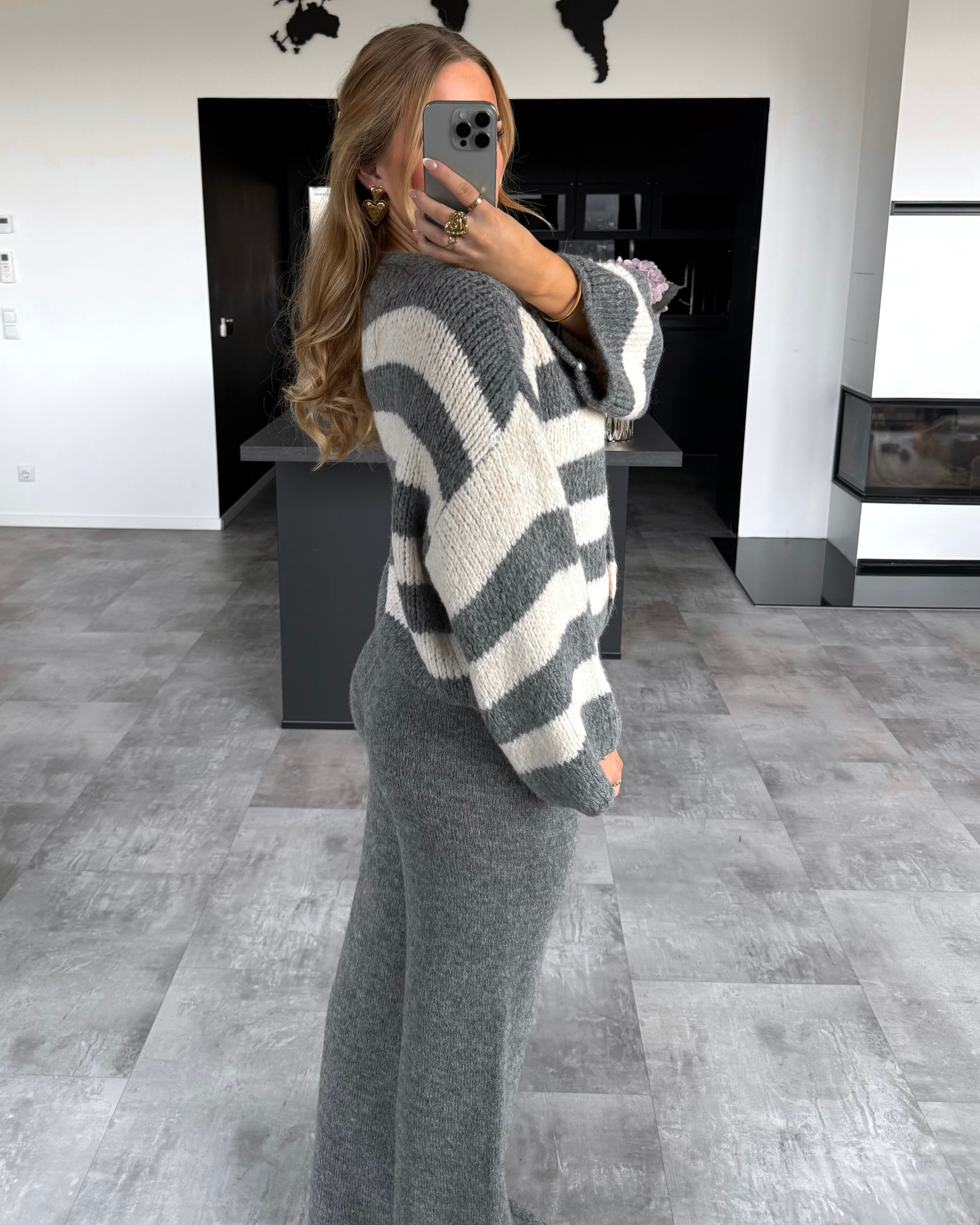 Cardigan "Marlow" Grau-Ecru