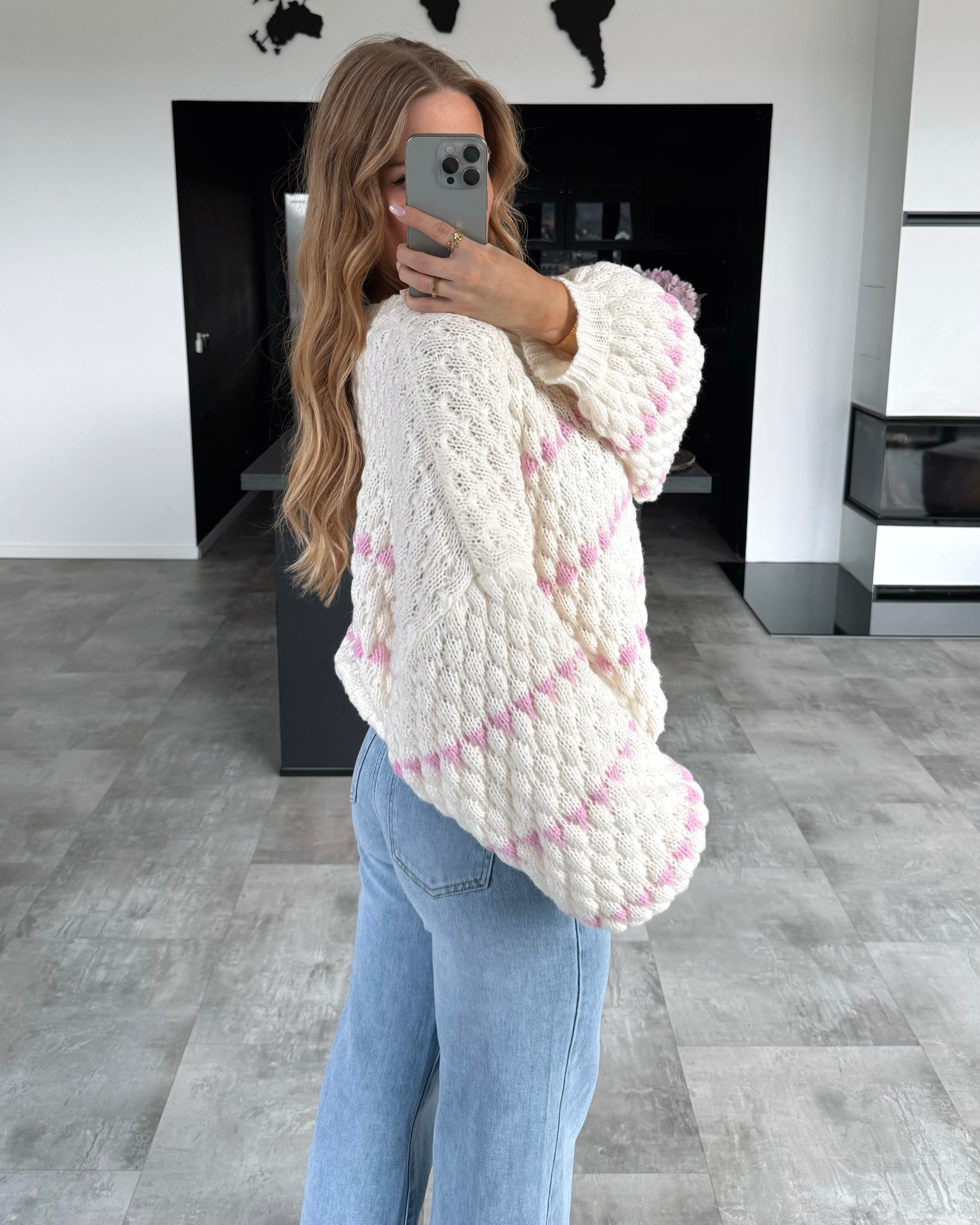 Pullover "Lucia" Ecru-Rosa