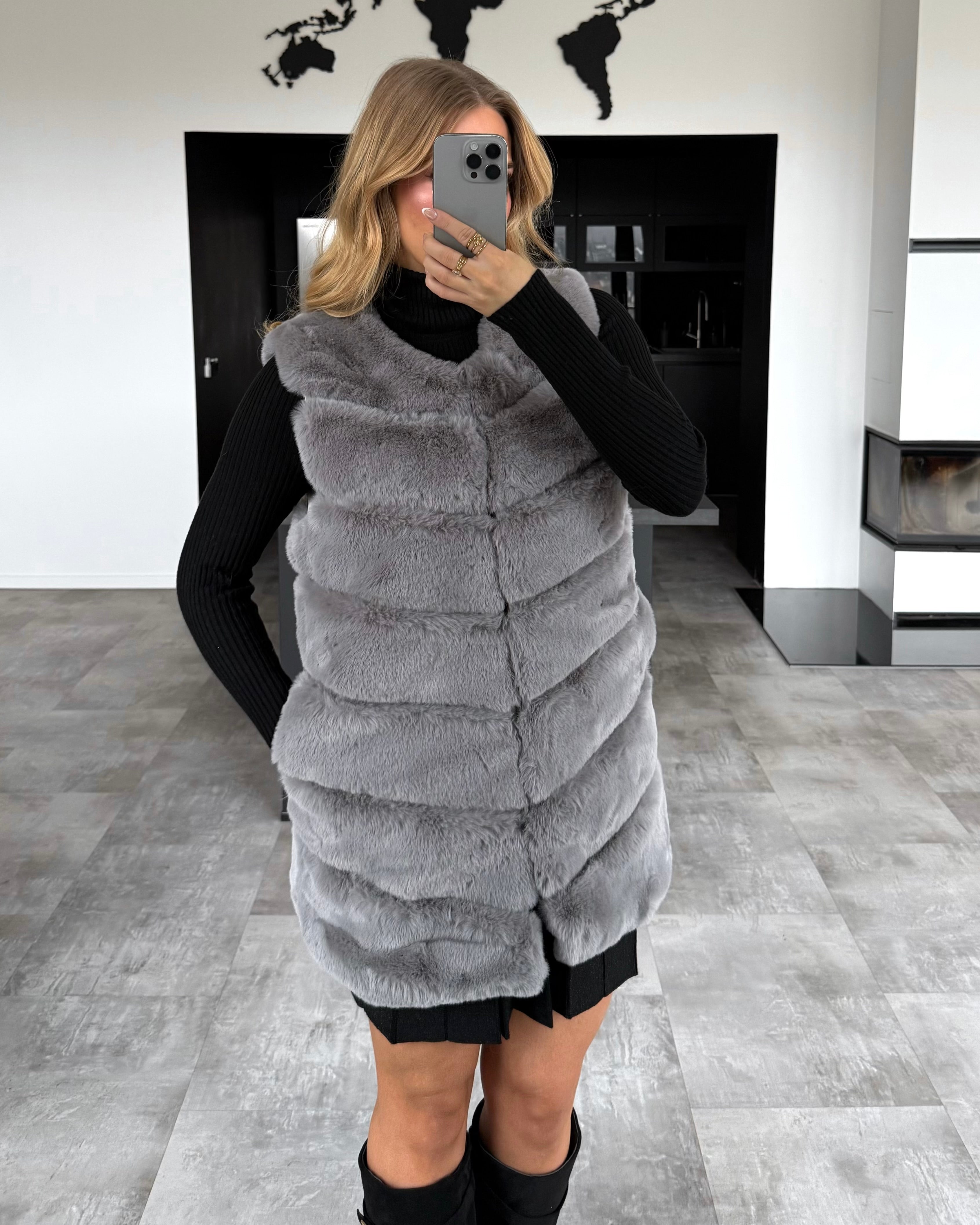 Fellweste “Valery” Grau