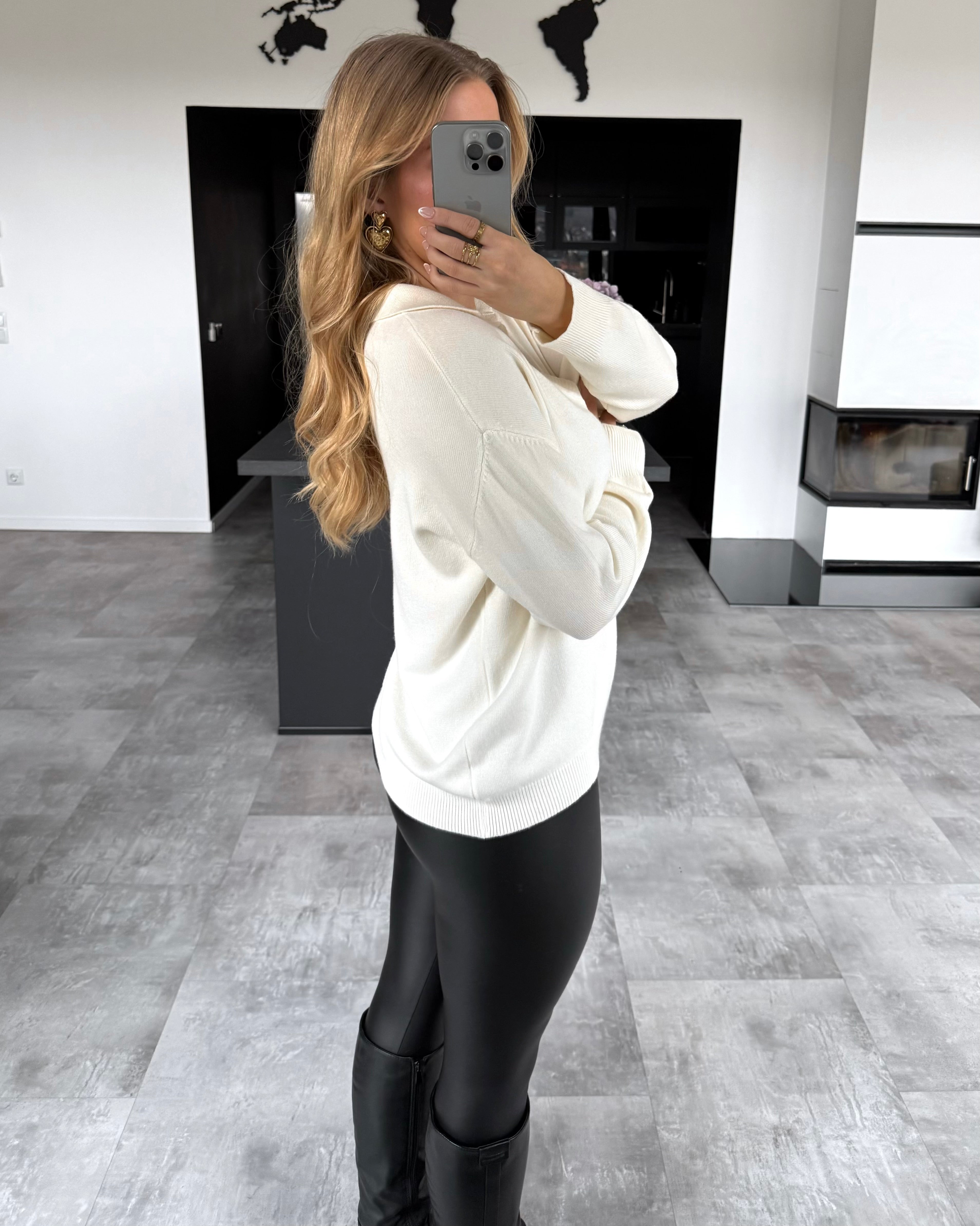 Polo Strickpullover "Vero" Ecru