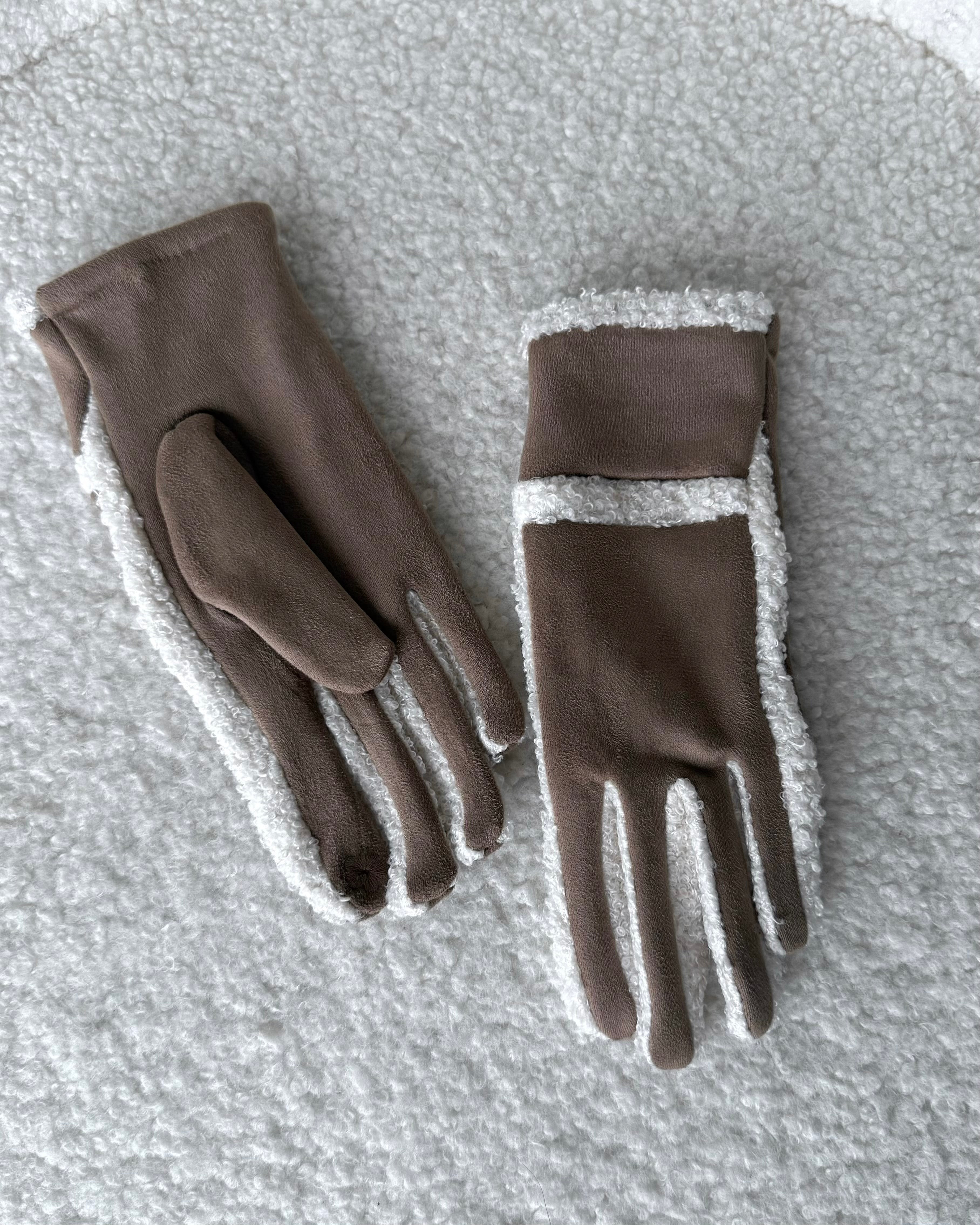 Handschuhe "Riva" Taupe-Ecru