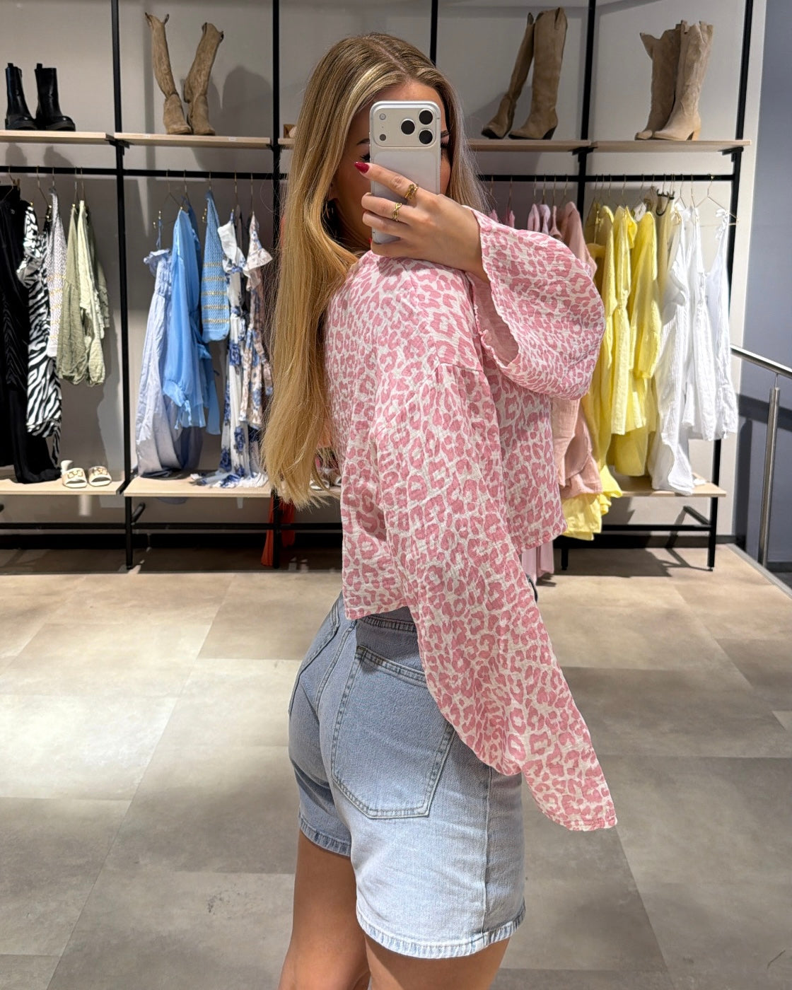Musselin Shirt "Lexy" Leo Rosa
