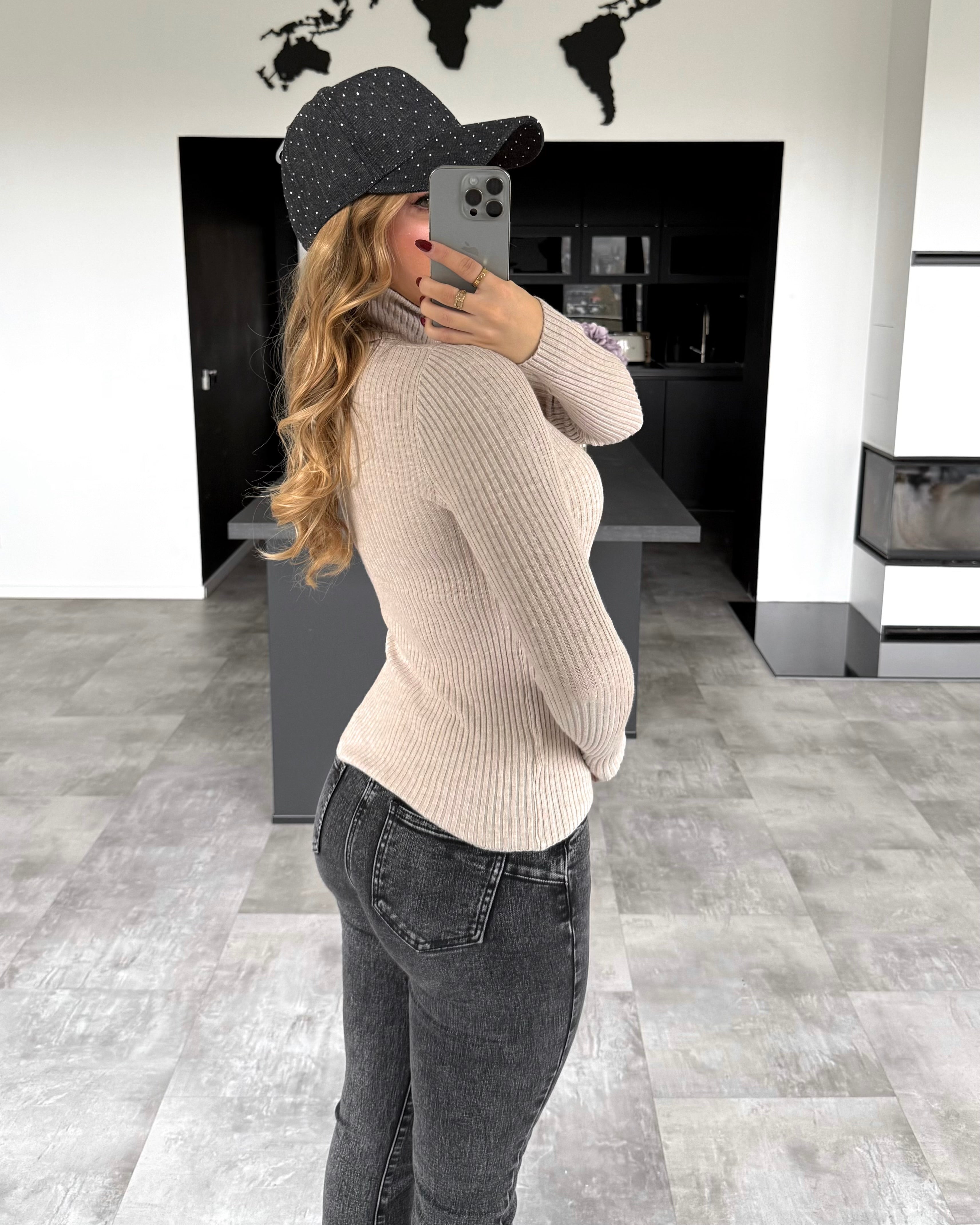 Rollkragenpullover "Rosy" Beige