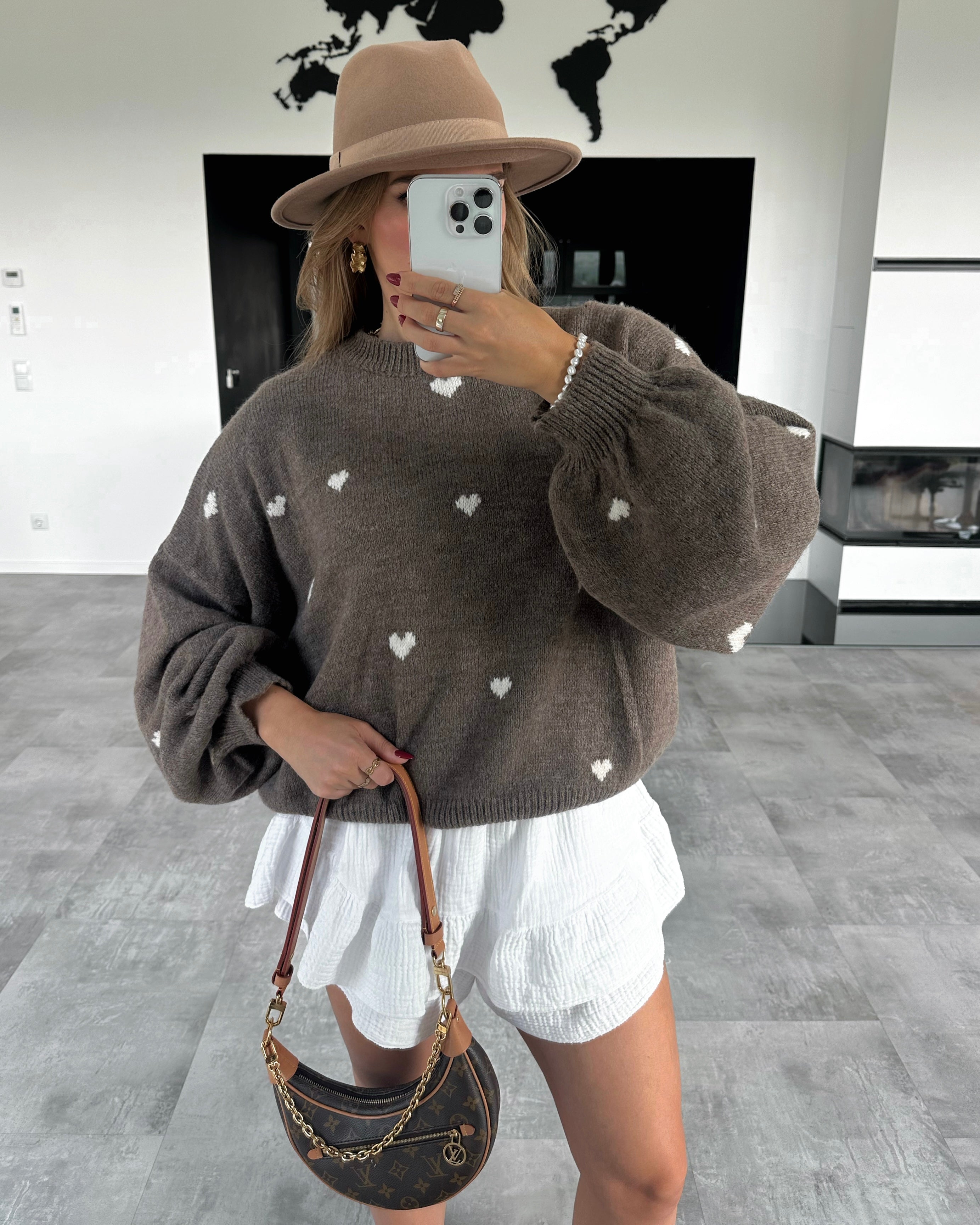 Pullover "Little Love" Braun-Weiß