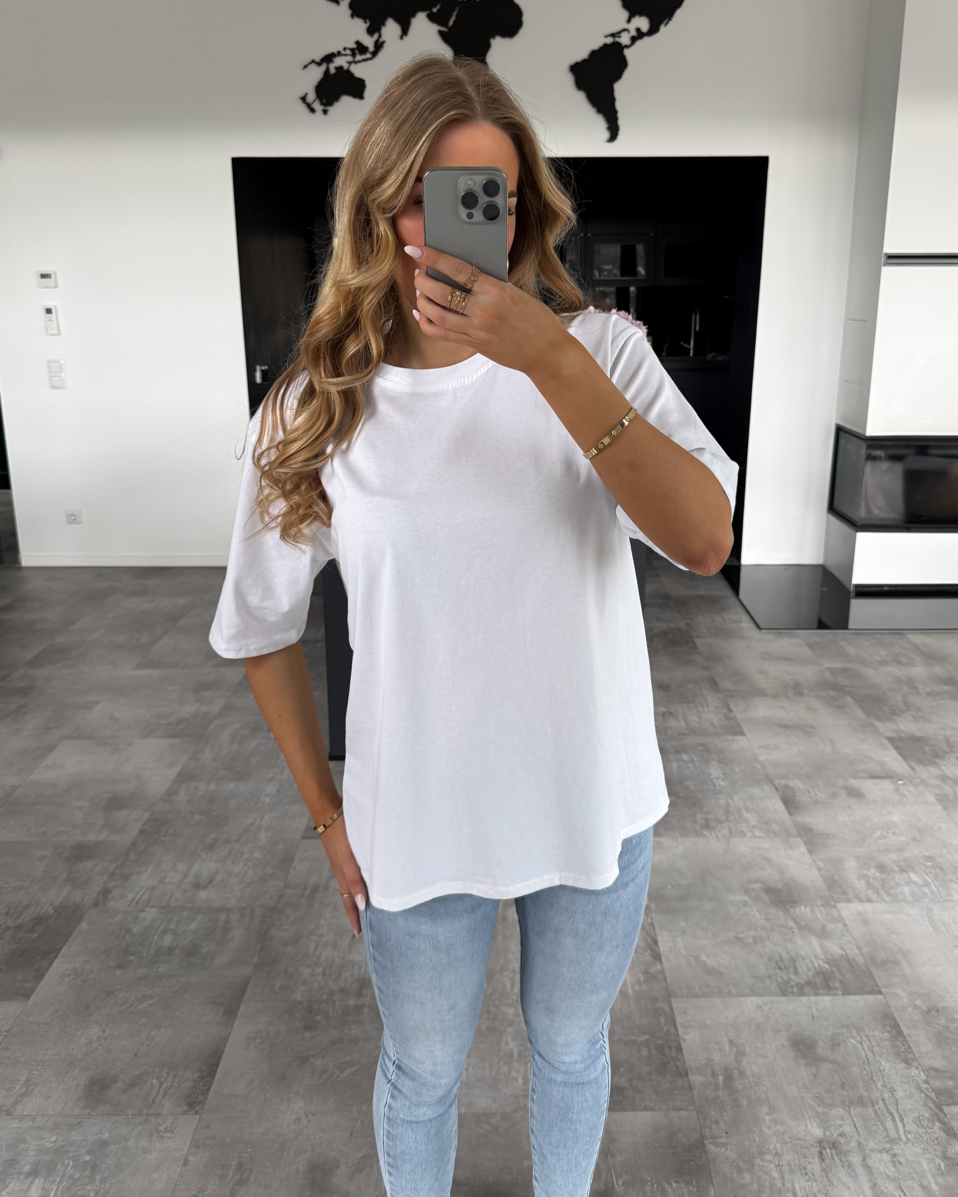 Baumwoll T-Shirt "Becky" Weiß