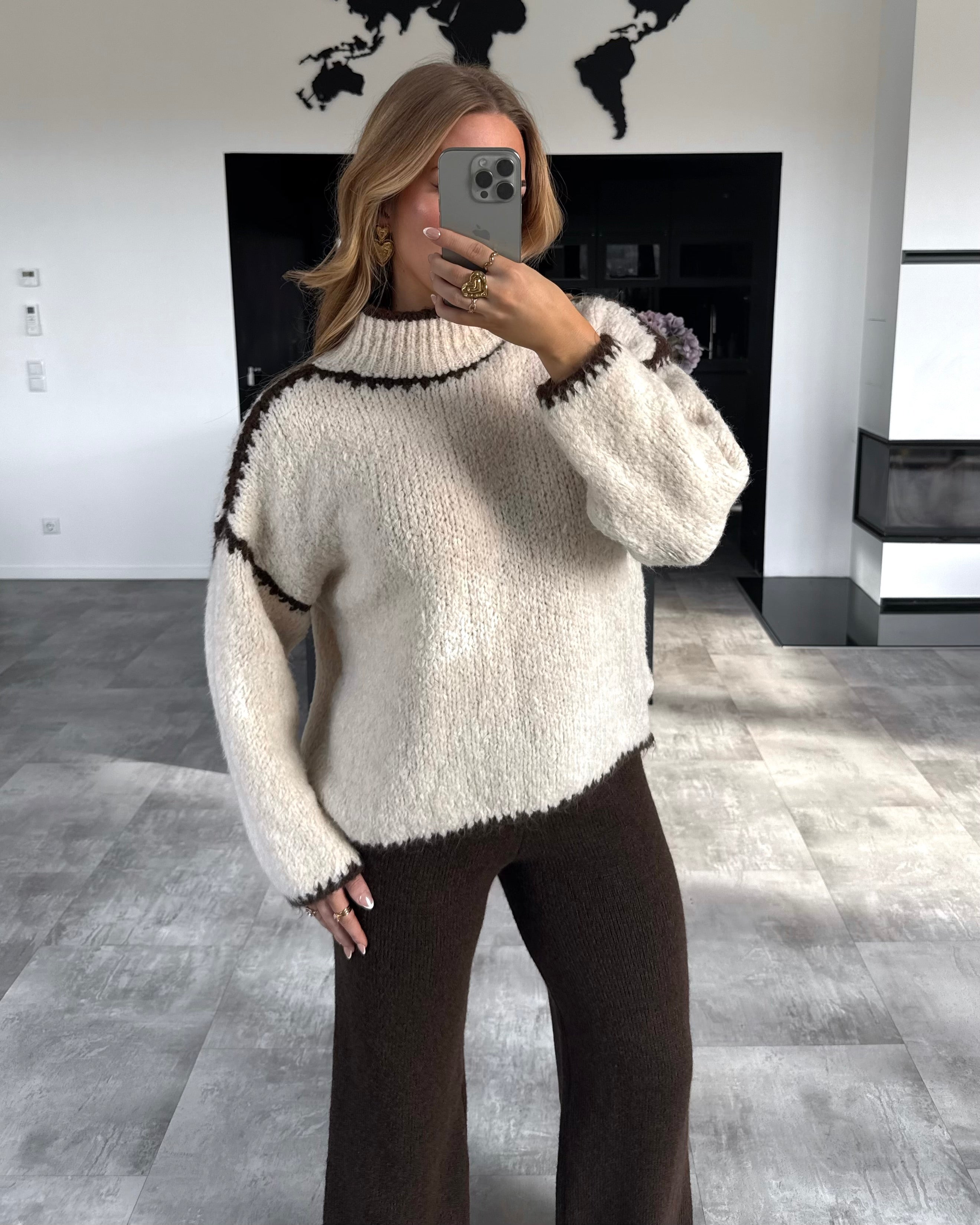 Pullover “Elodie” Ecru-Chocolate