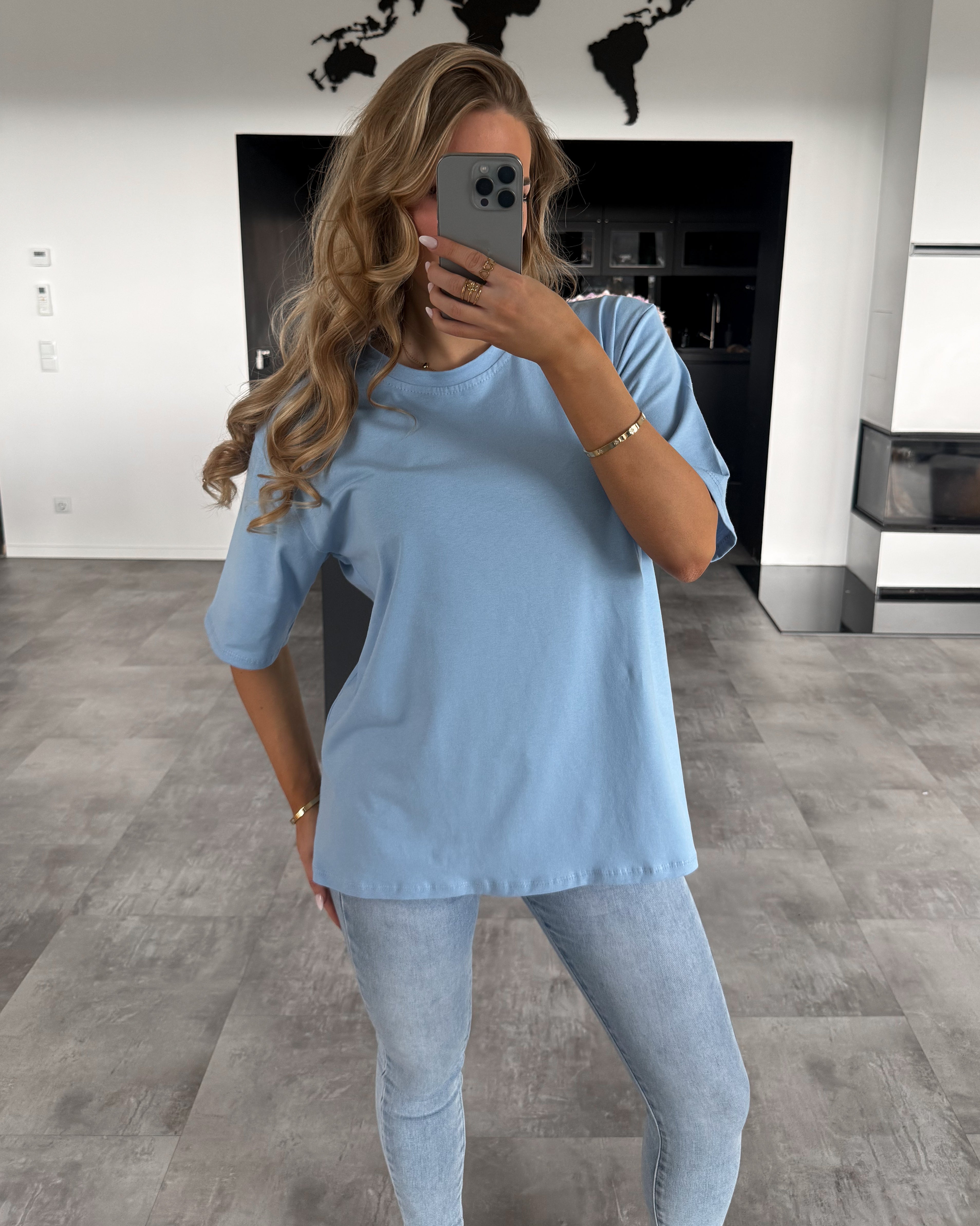 Baumwoll T-Shirt "Becky" Hellblau