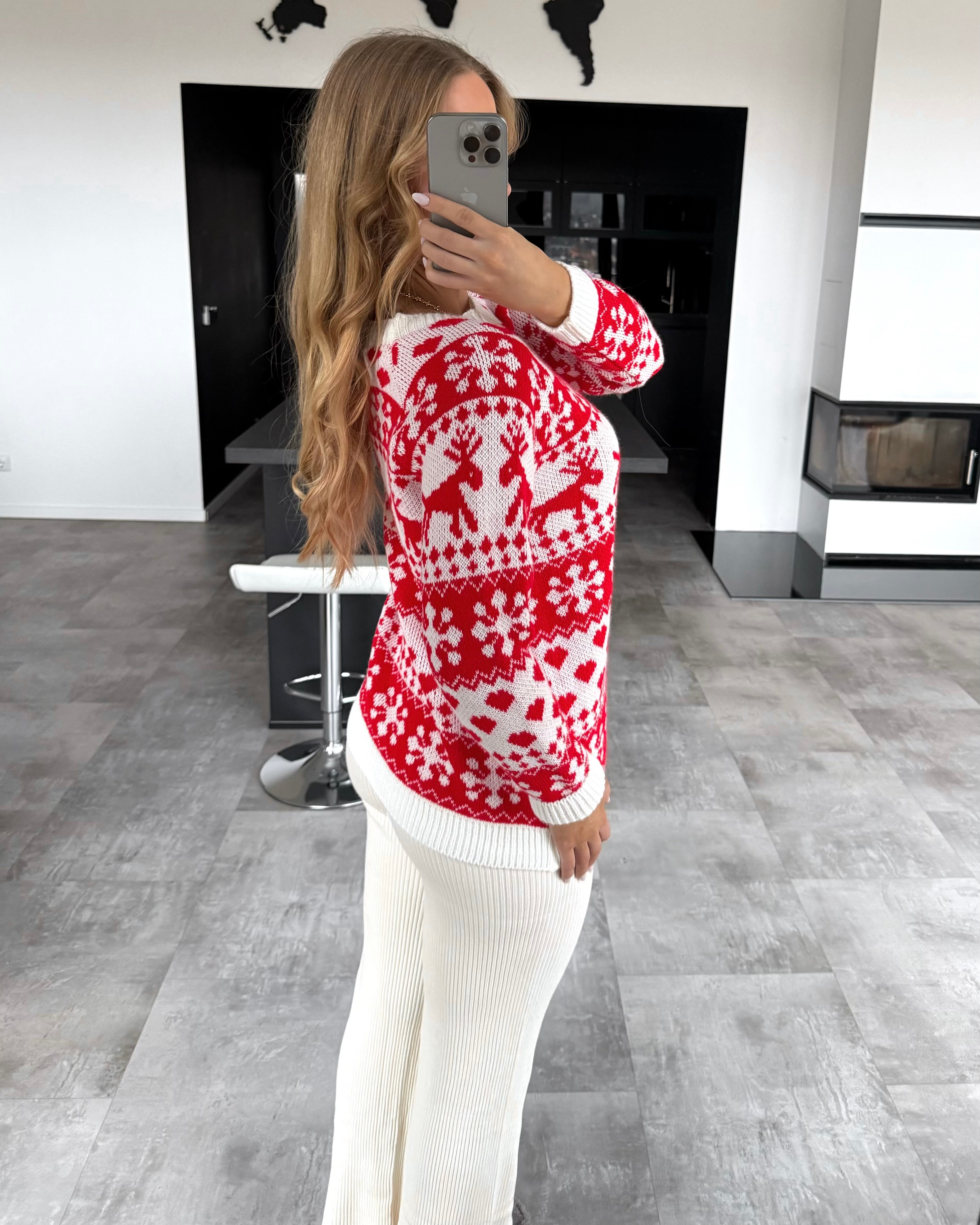 Strickpullover "Holly“ Ecru-Rot