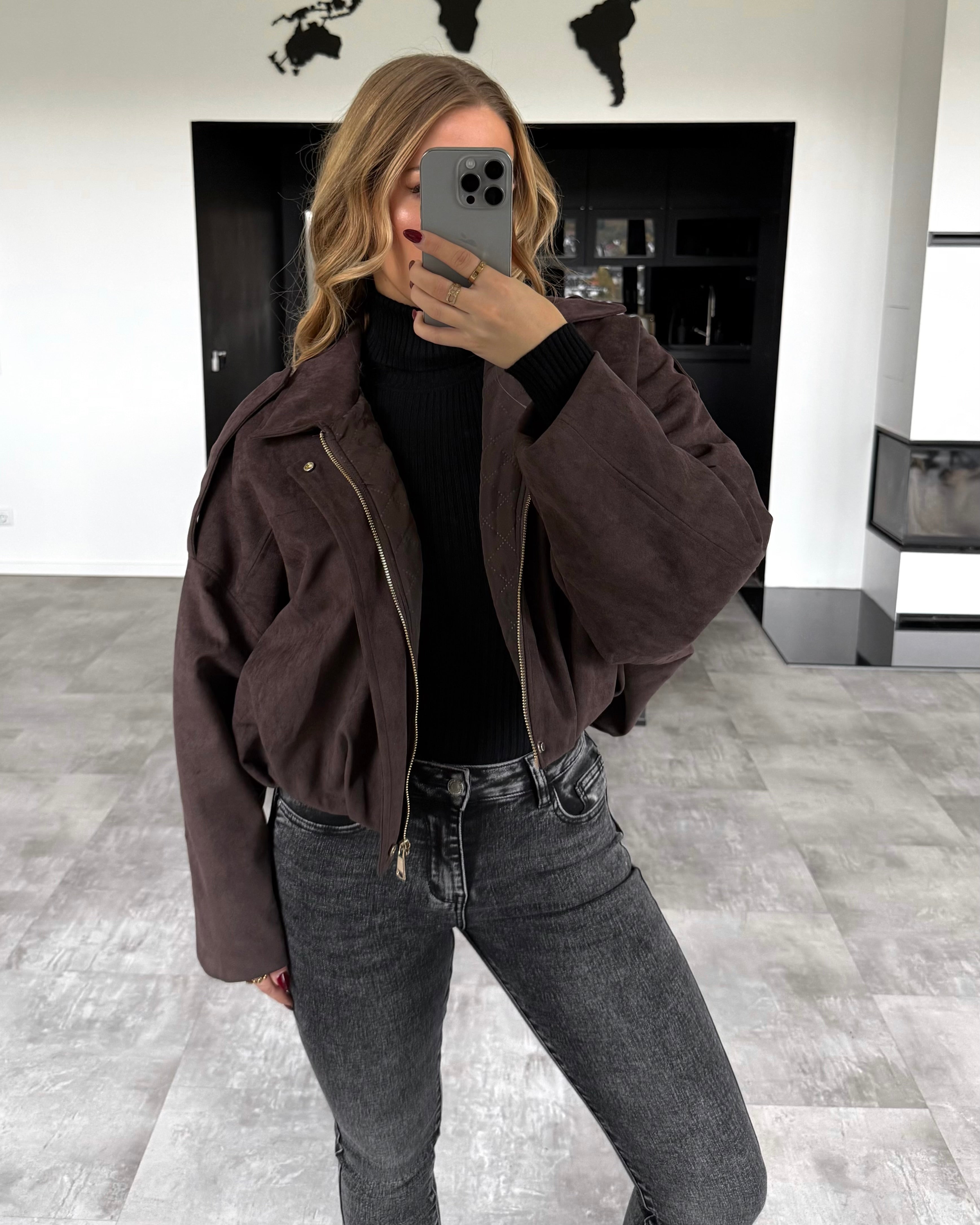 Suede Jacke “Romy” Dunkelbraun