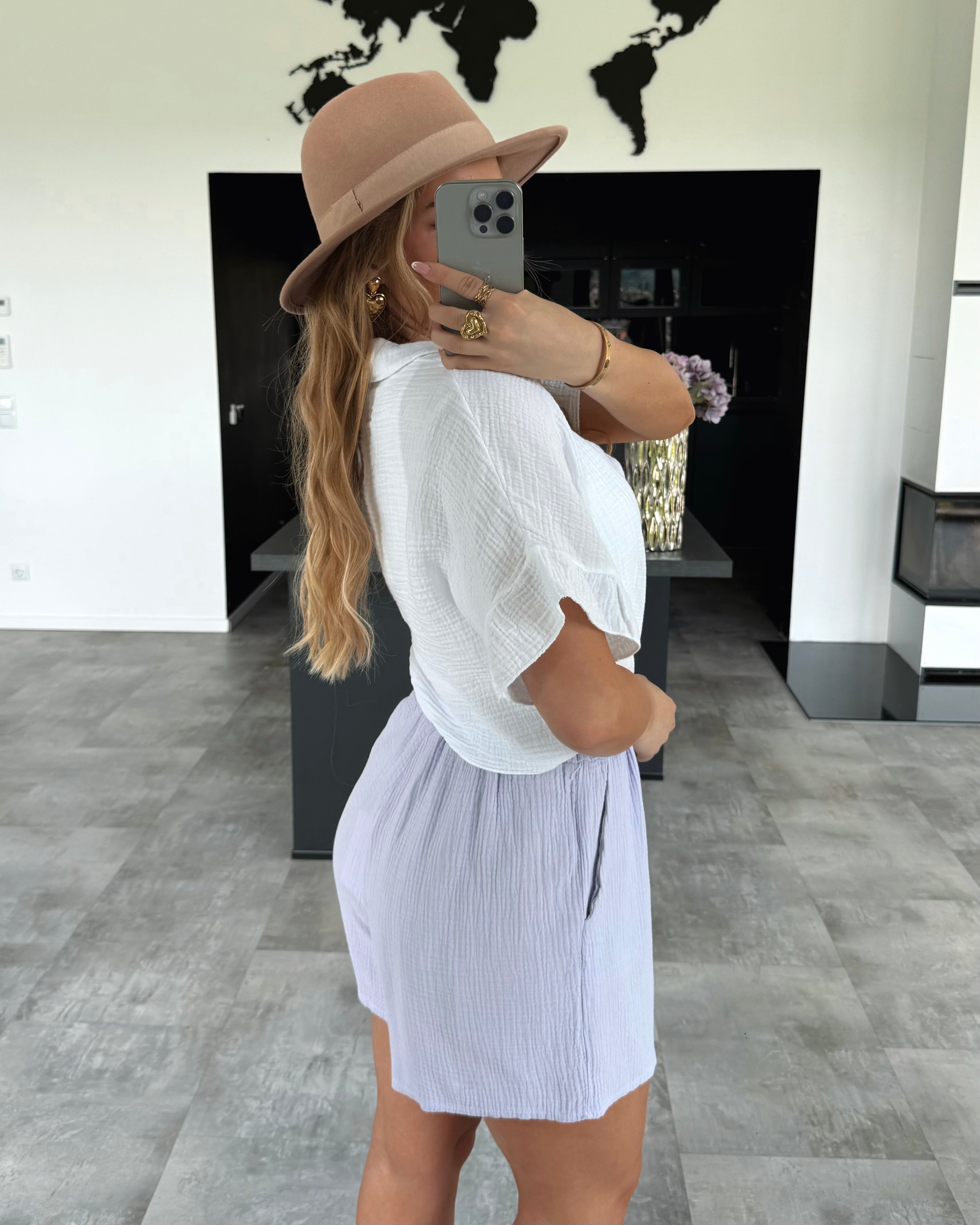 Musselin Shorts “Sunny” Flieder