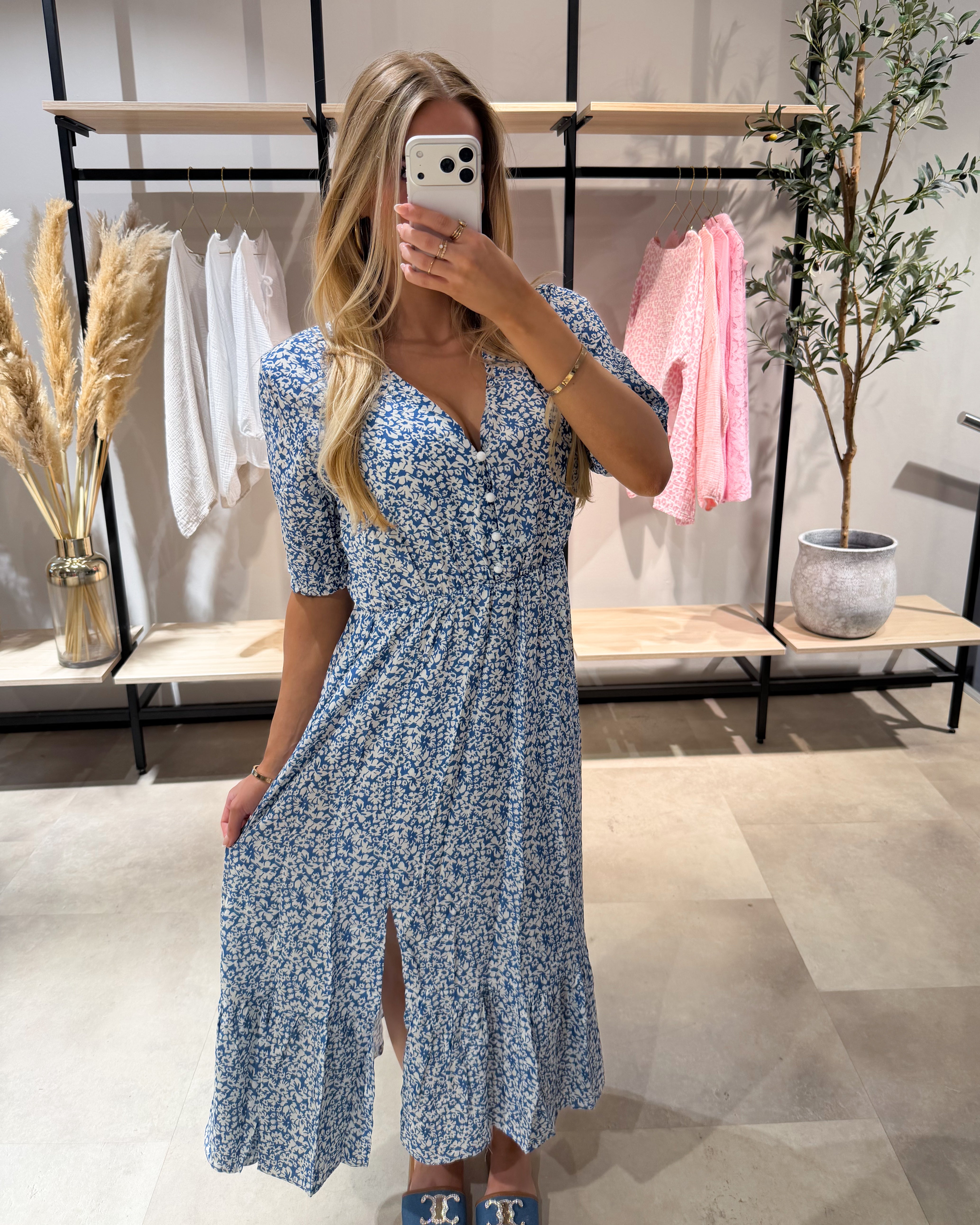 Maxikleid “Fleur” Blümchen Blau