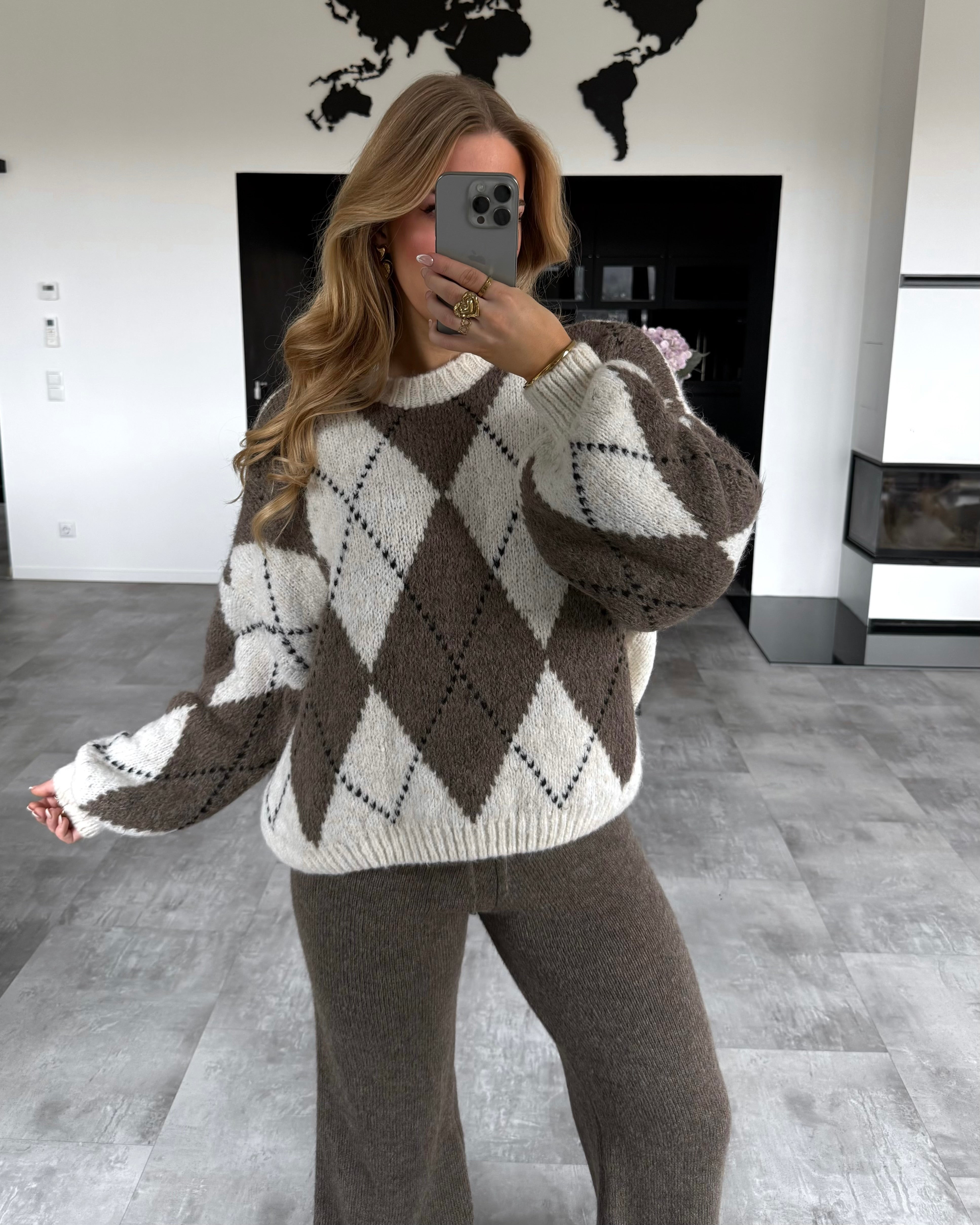 Pullover “Quinn” Ecru-Hellbraun