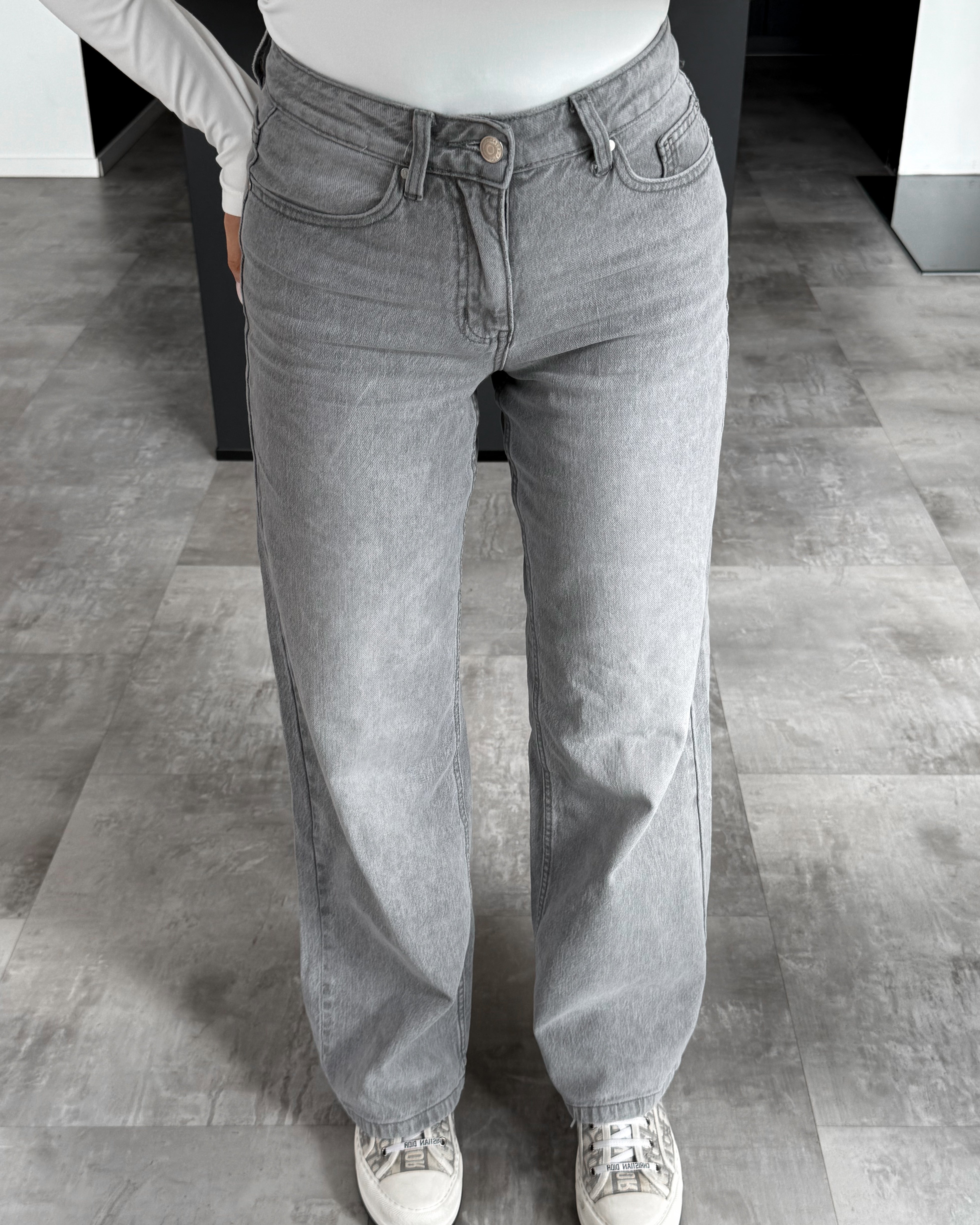 Wide Leg Jeans “Janessa“ Hellgrau