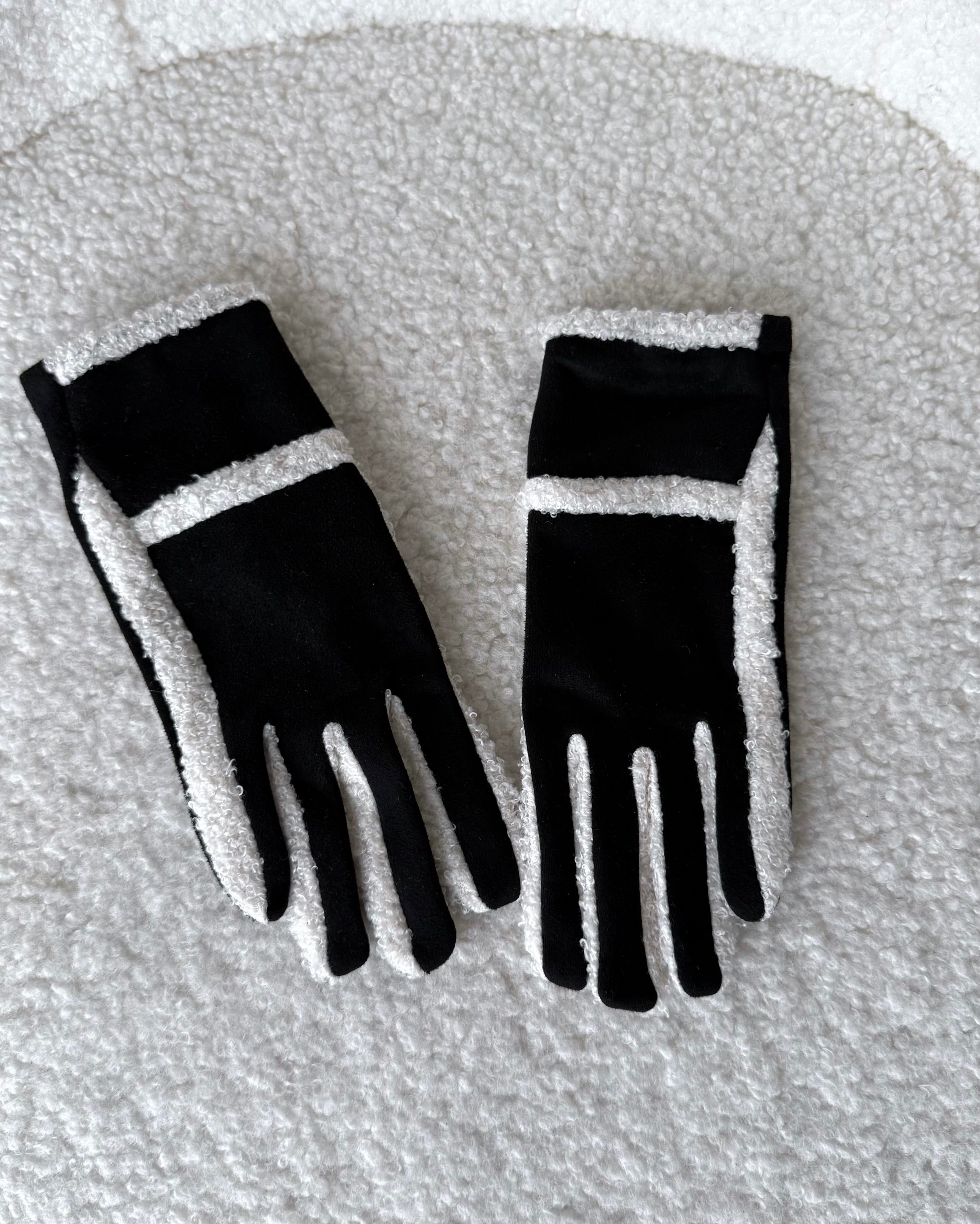 Handschuhe "Riva" Schwarz-Ecru
