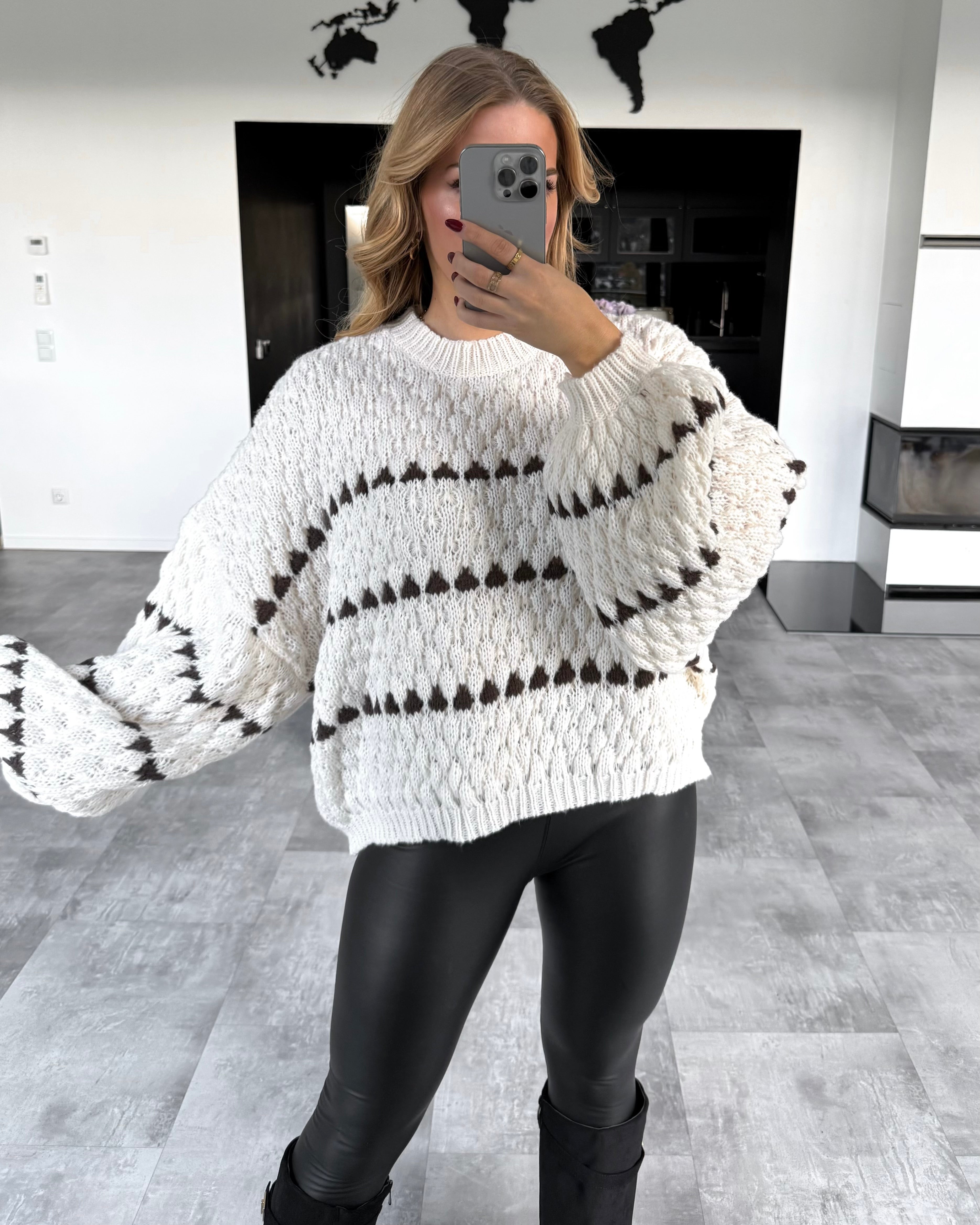 Pullover "Lucia" Ecru-Schwarz