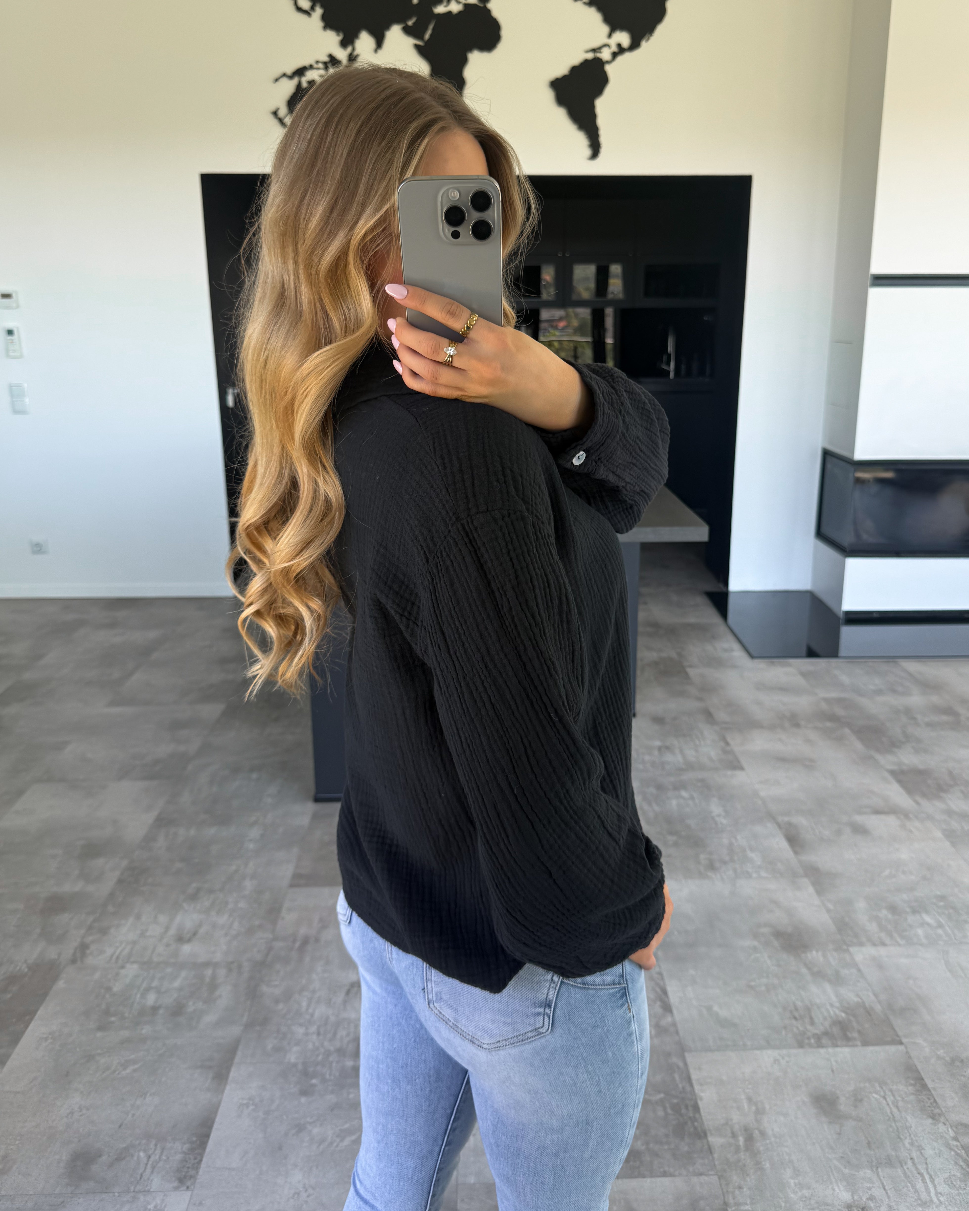 Musselin Bluse "Sanna" Schwarz