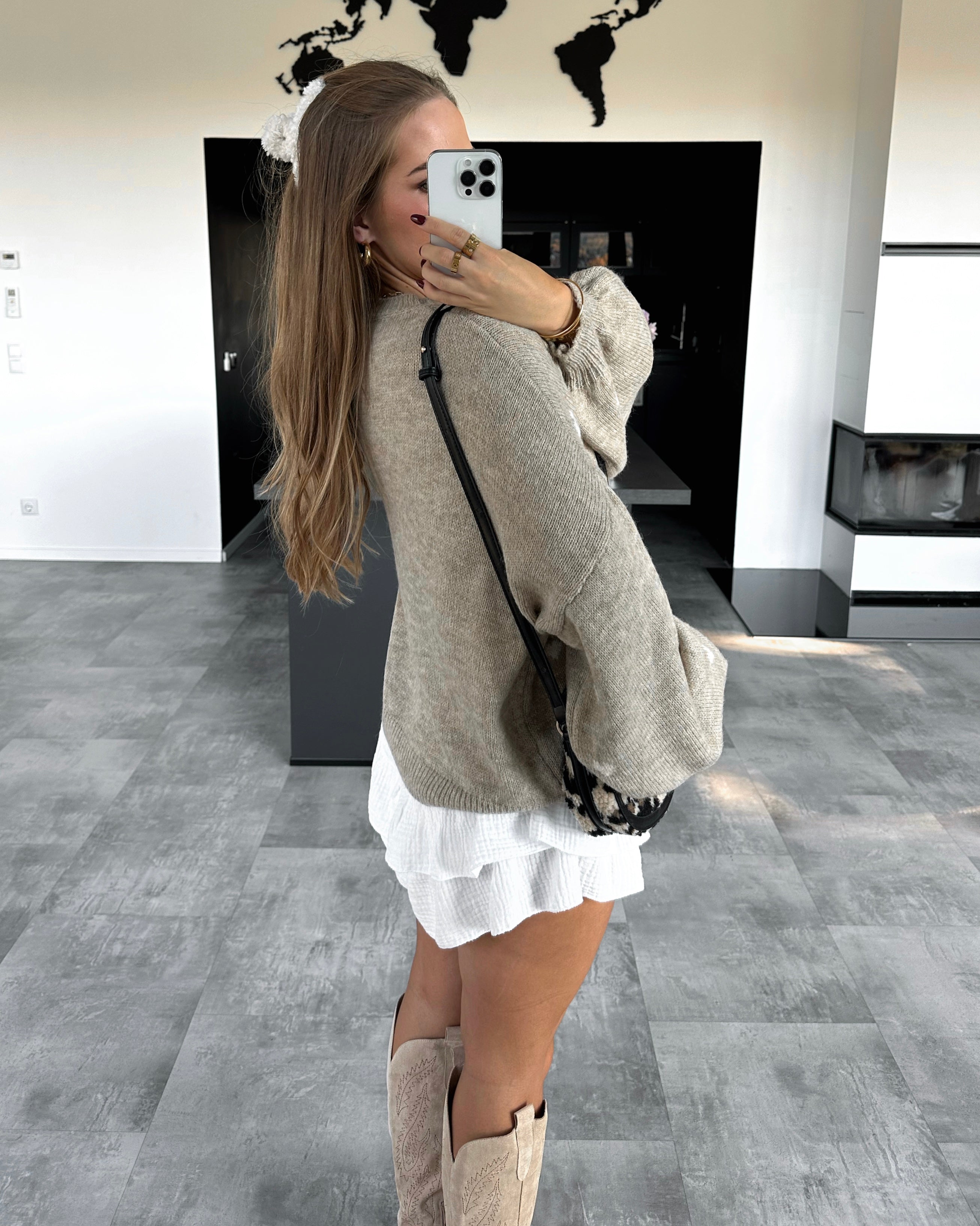 Pullover "Little Love" Beige-Weiß