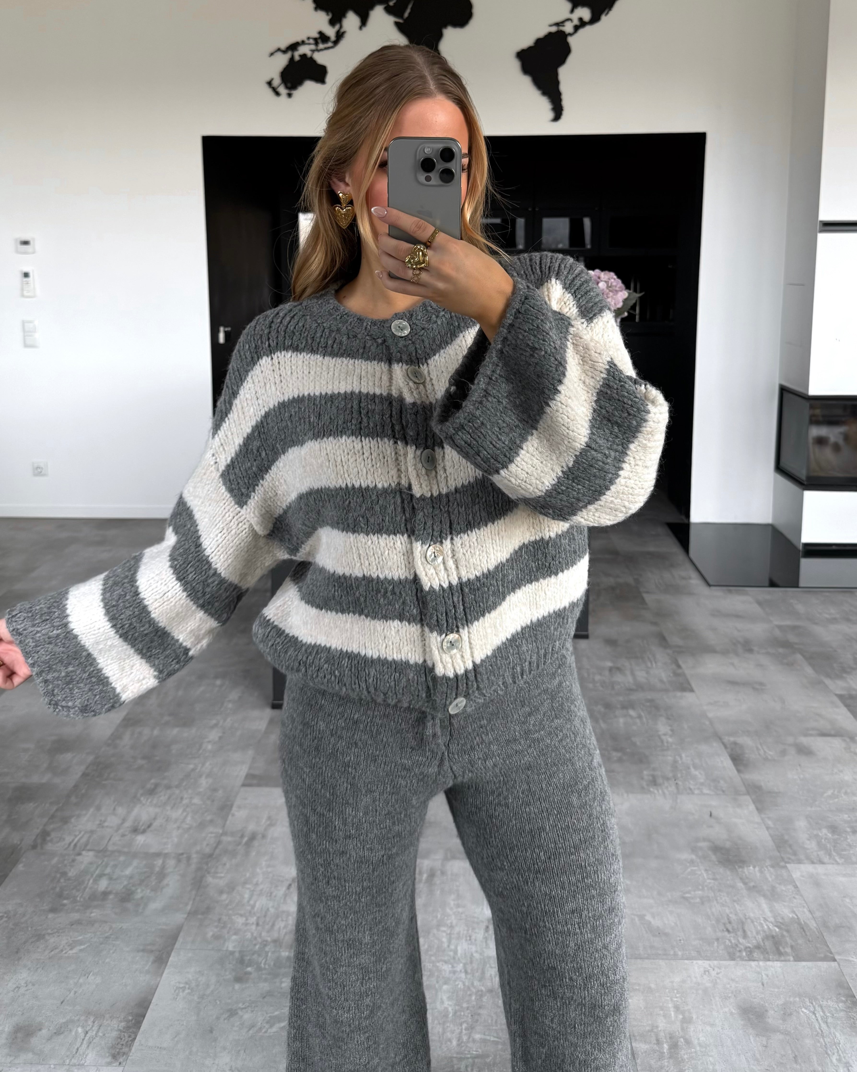 Cardigan "Marlow" Grau-Ecru