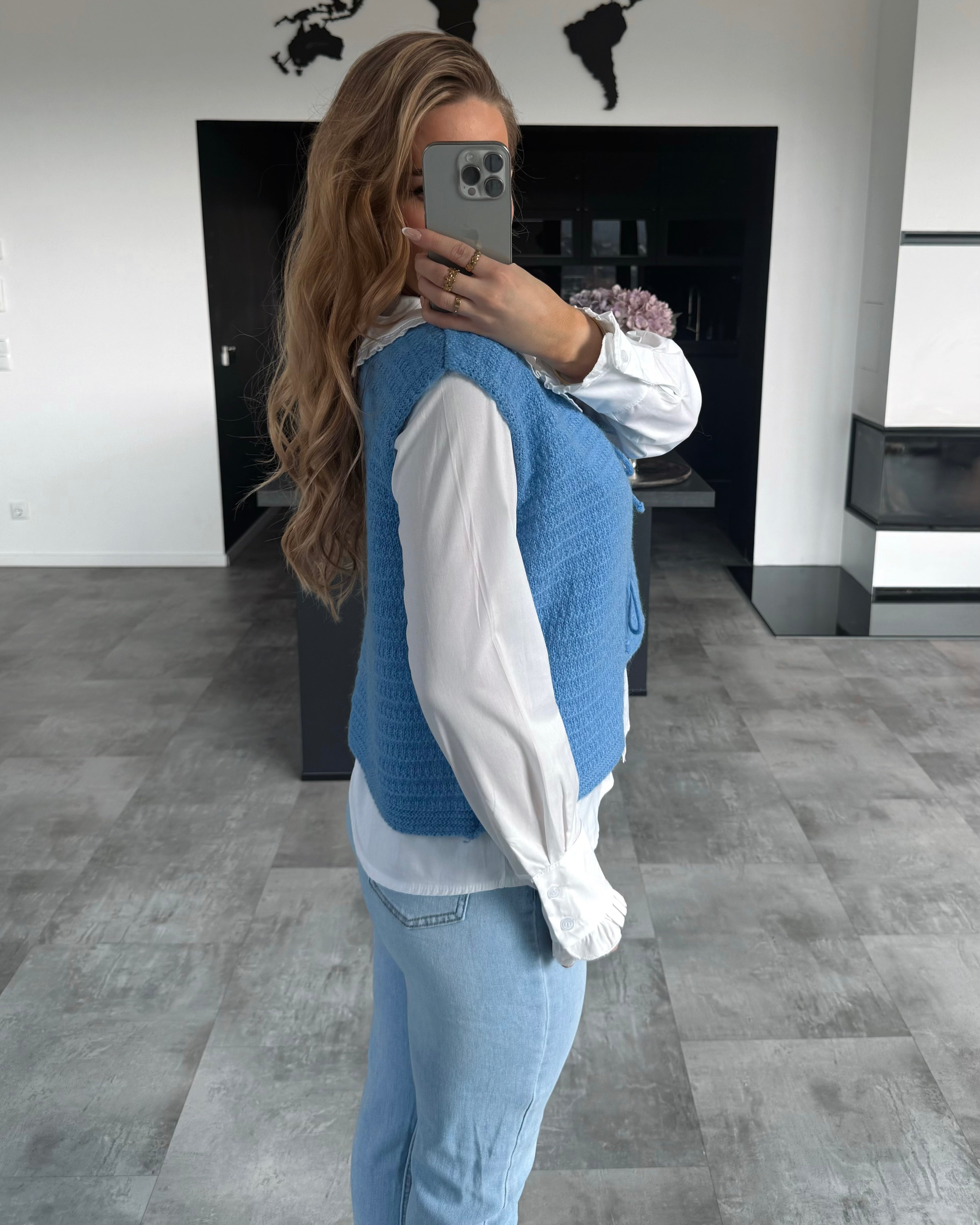 Knoten-Strickpullunder "Fenja" Blau