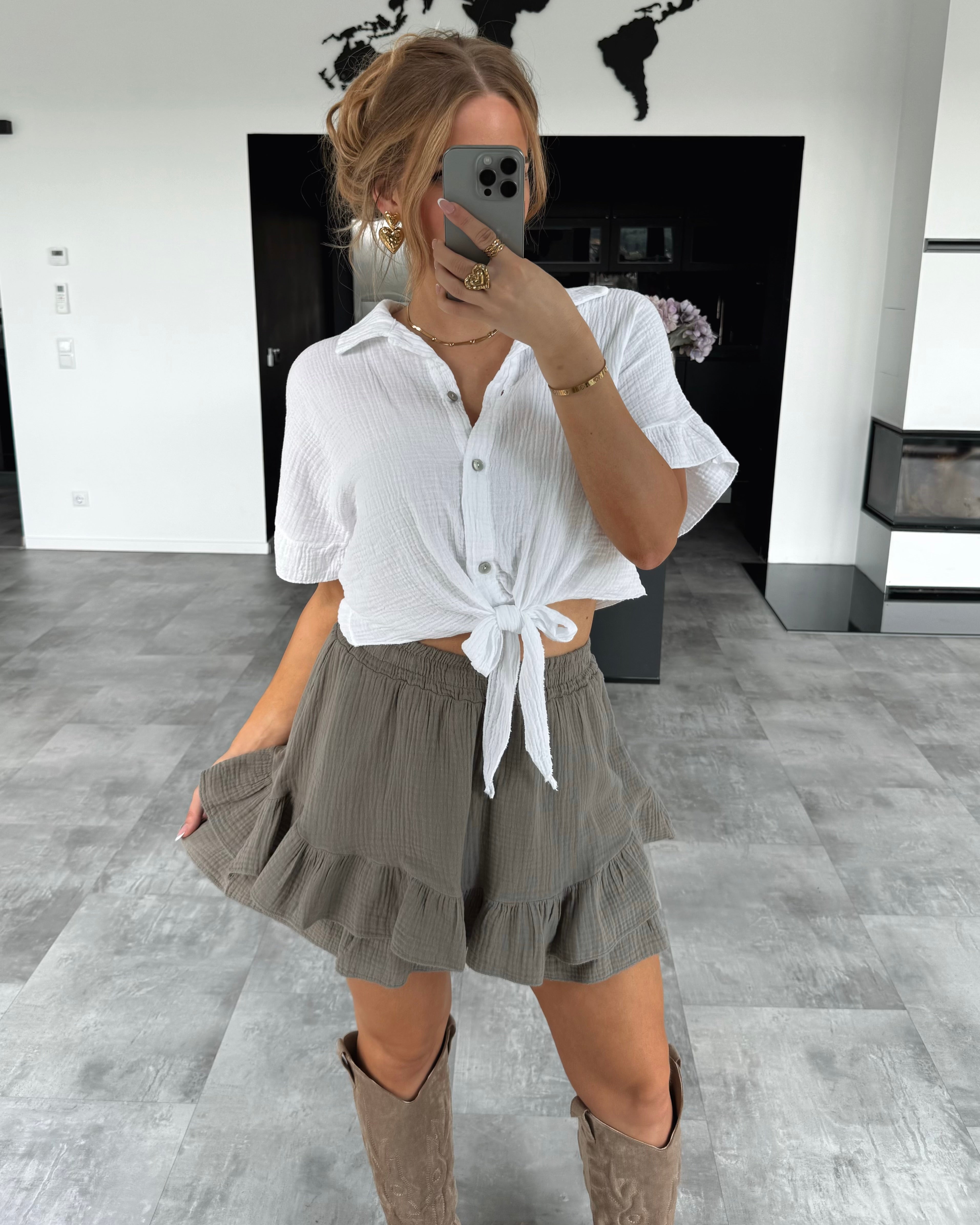 Musselin Hosenrock „Calea“ Taupe