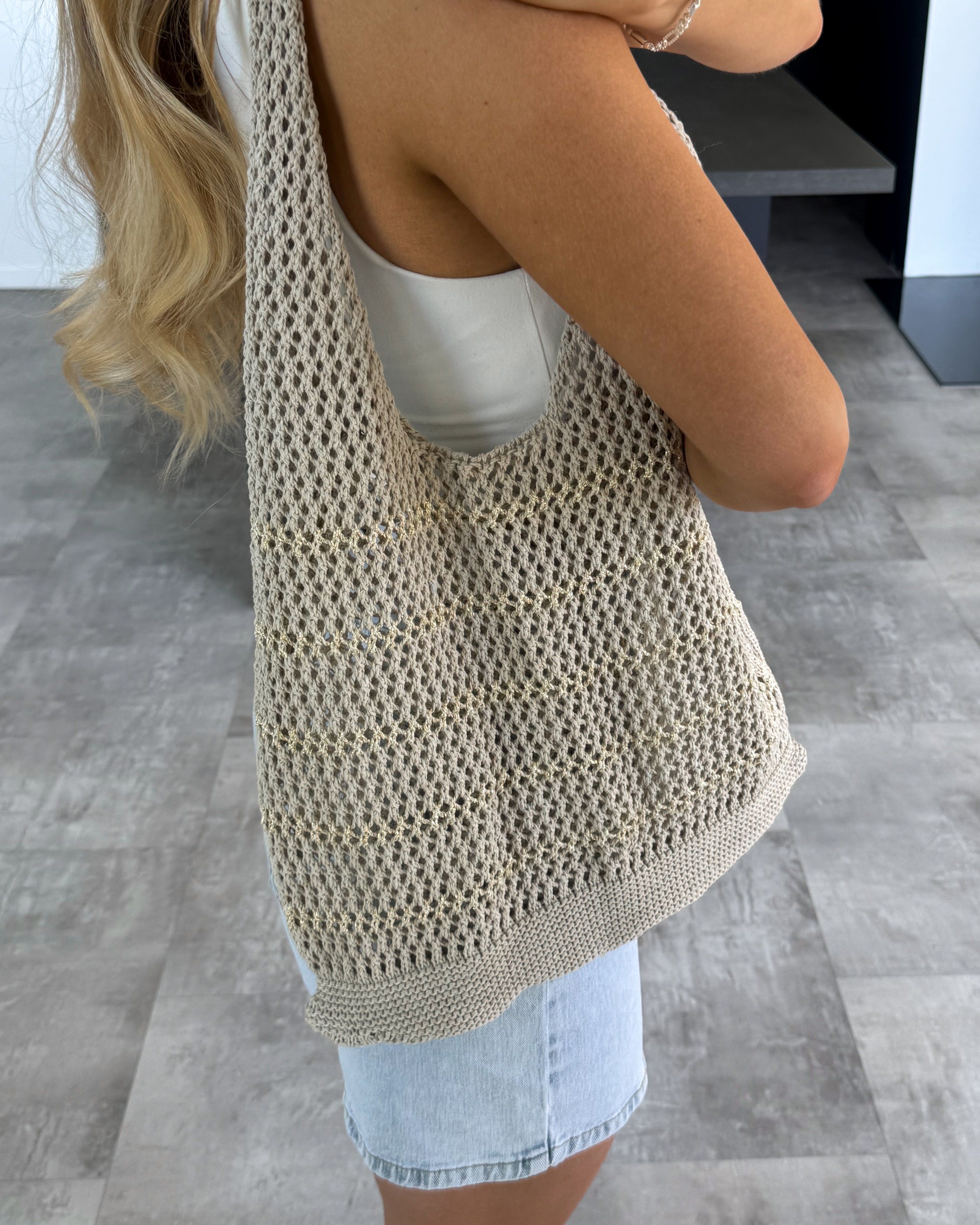 Häkel-Tasche “Beach” Taupe