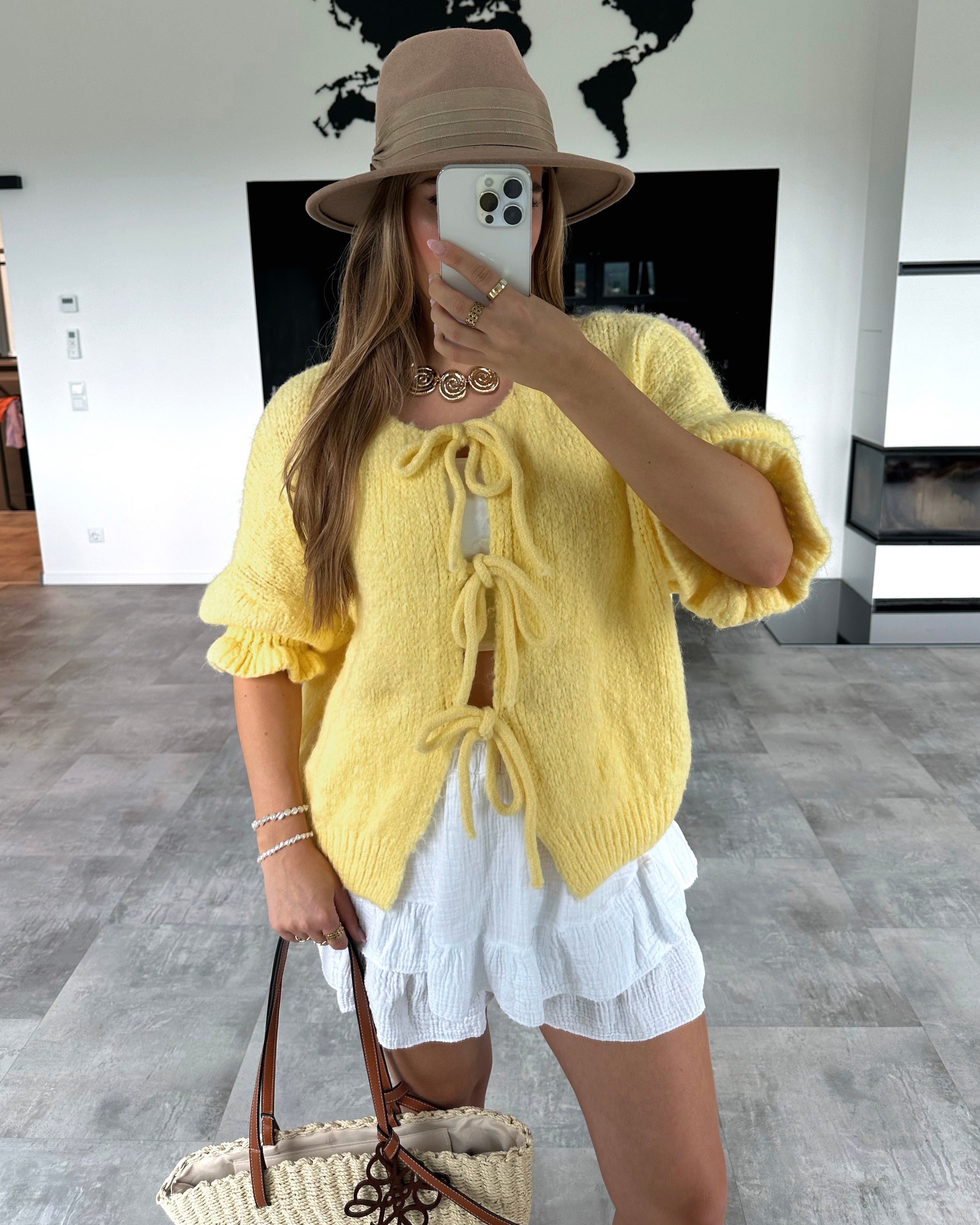 Knoten-Cardigan "Maddy" Gelb