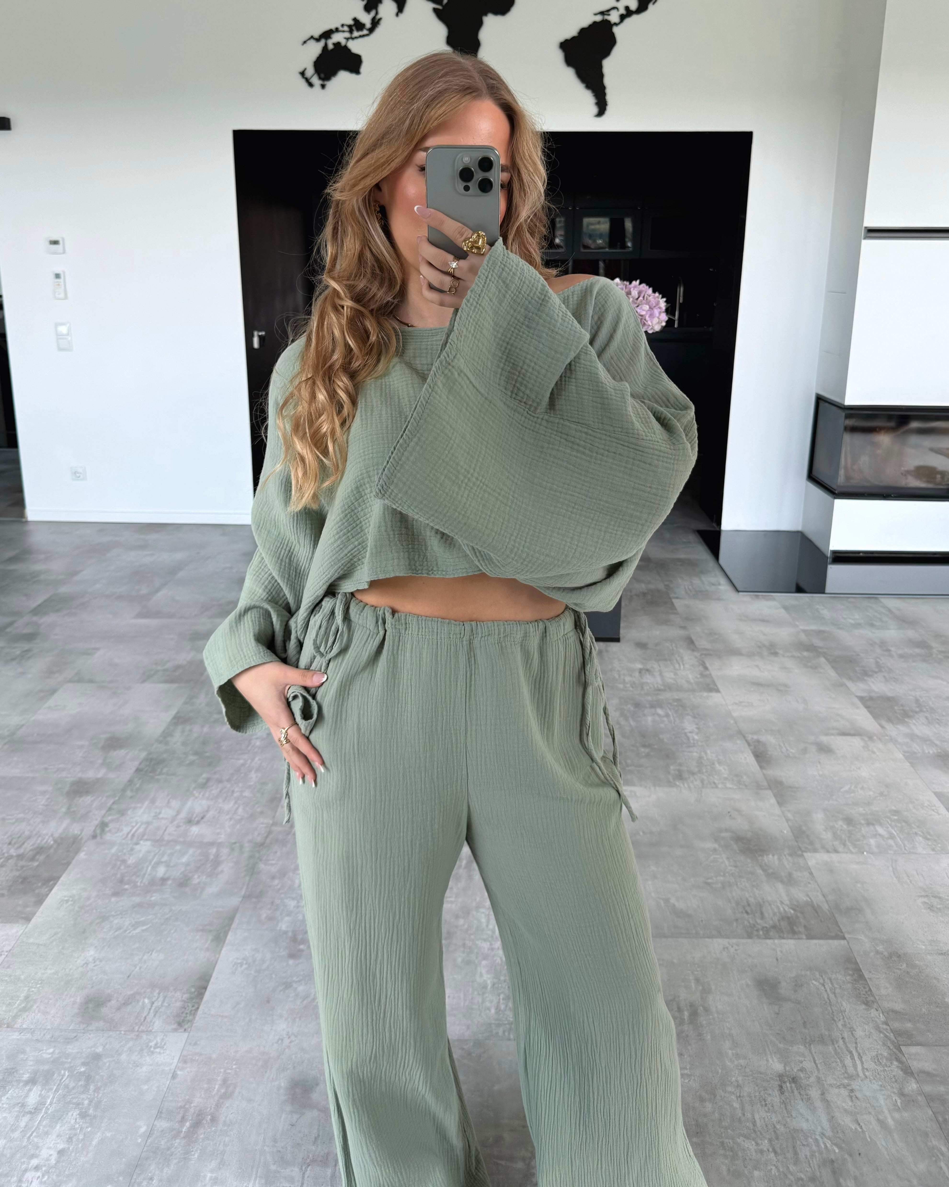 Musselin Zweiteiler “Serafine” Khaki