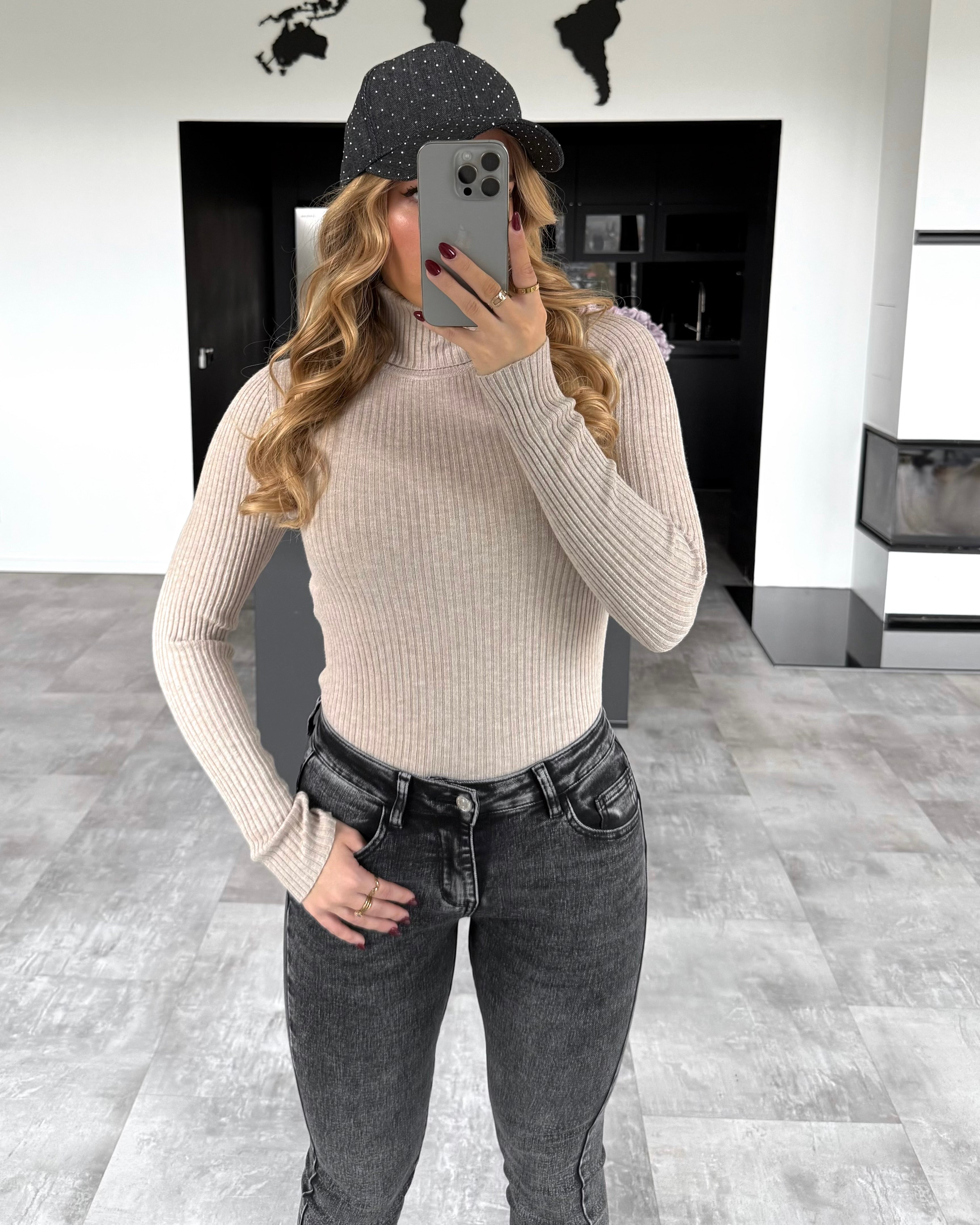 Rollkragenpullover "Rosy" Beige