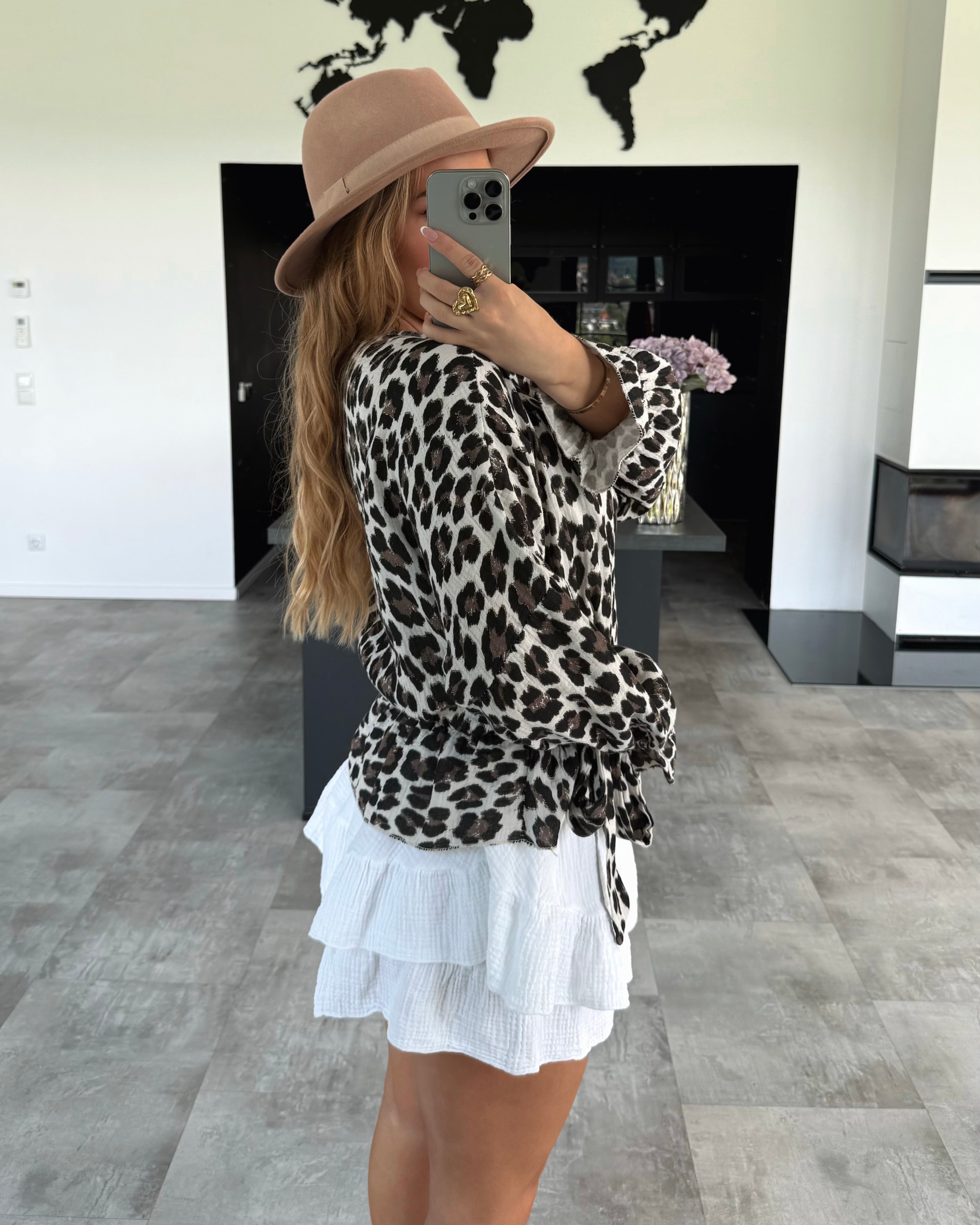 Musselin Wickel-Bluse "Nessi" Leo Beige