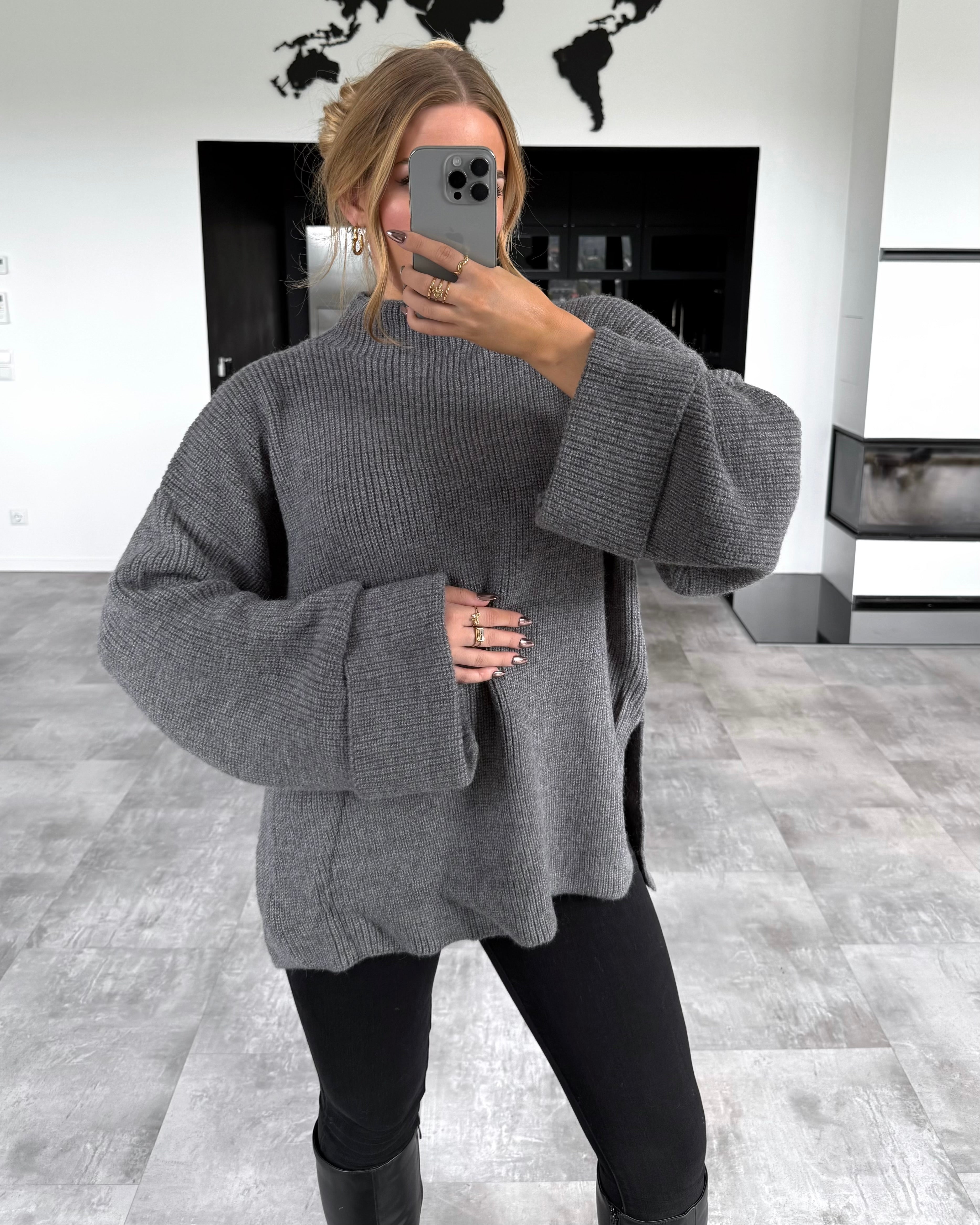 Strickpullover "Lina“ Dunkelgrau