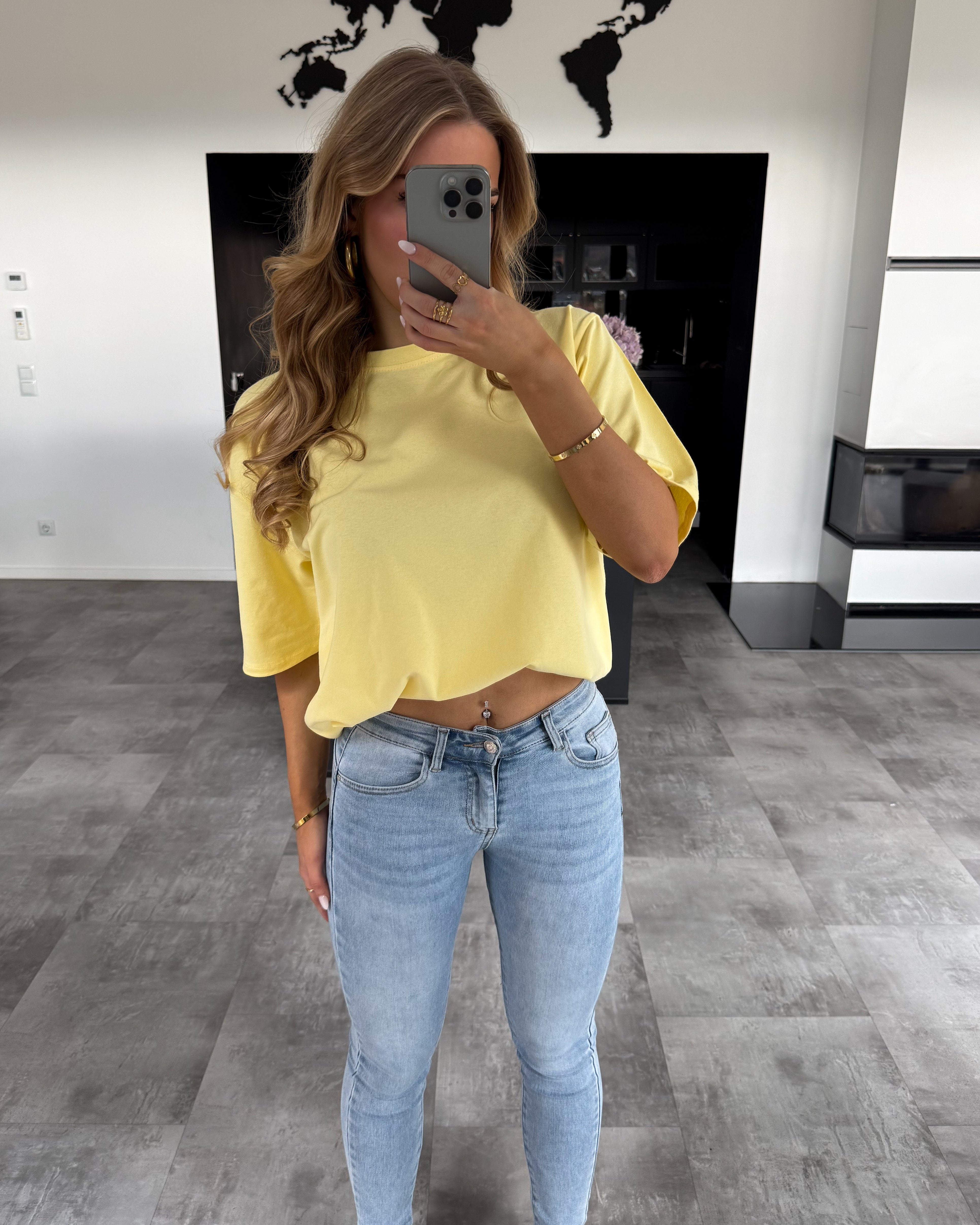 Baumwoll T-Shirt "Becky" Hellgelb