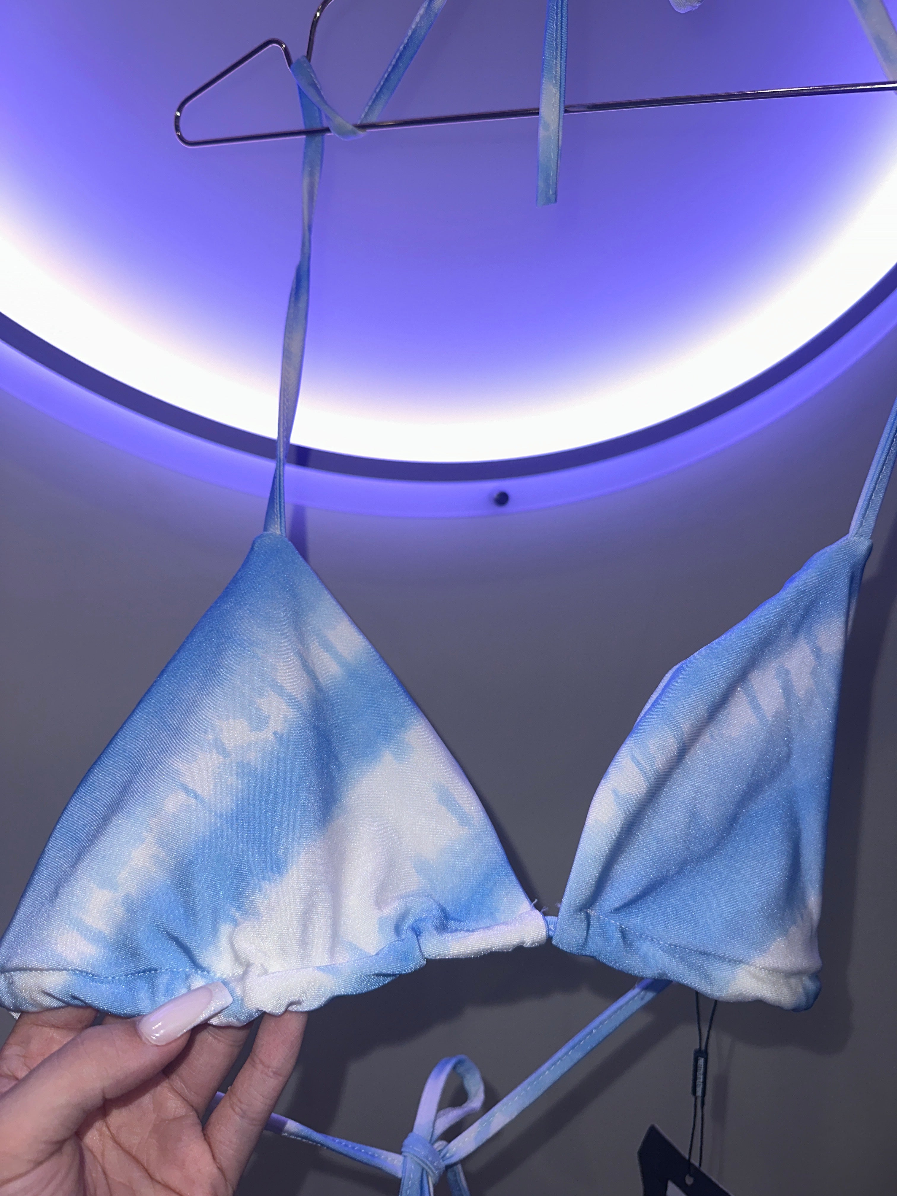 EINZELSTÜCK Bikini Oberteil Hellblau Marble  #92