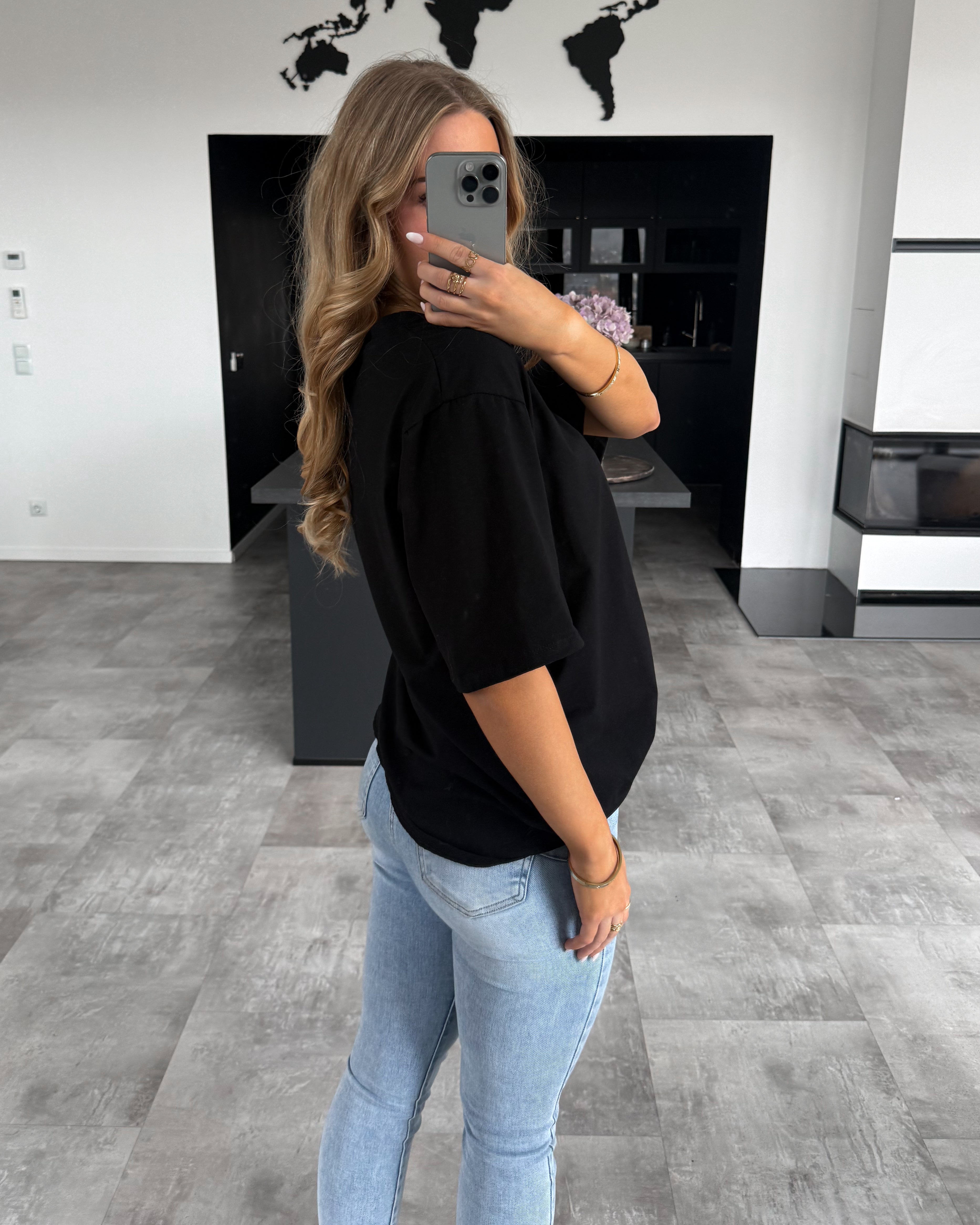 Baumwoll T-Shirt "Becky" Schwarz