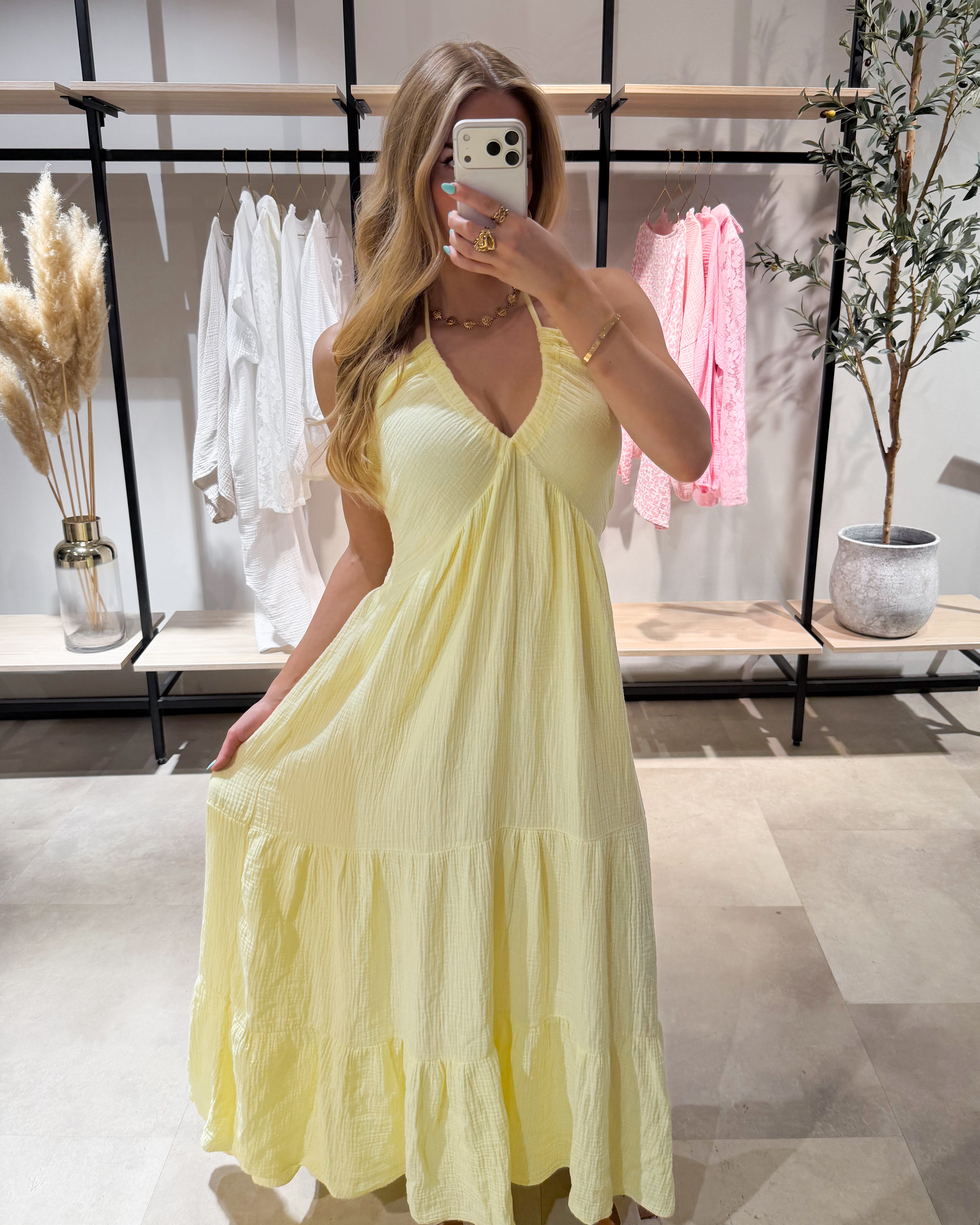 Musselin Maxikleid “Cara“ Hellgelb