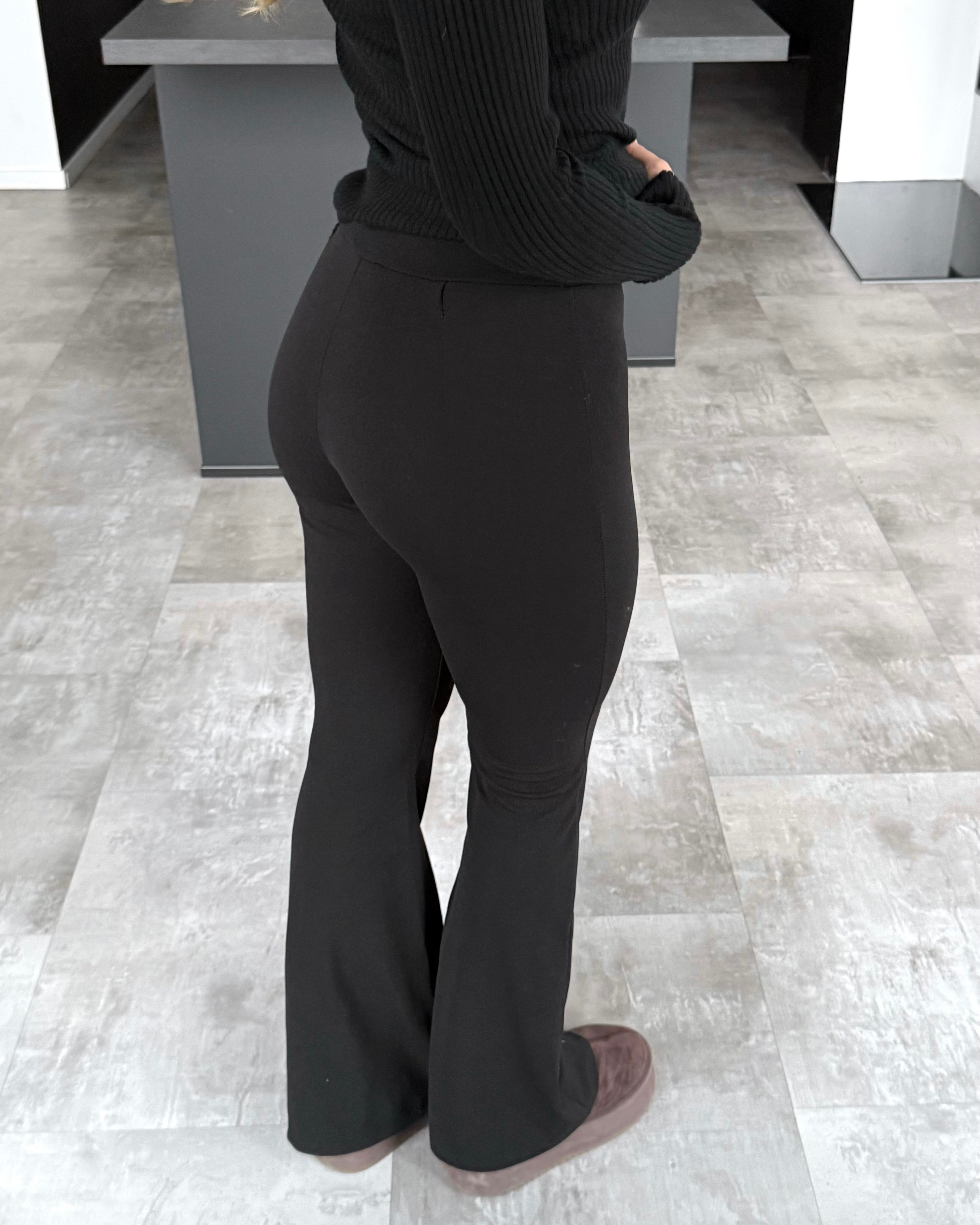 Leggings "Nila" mit Schlag Schwarz