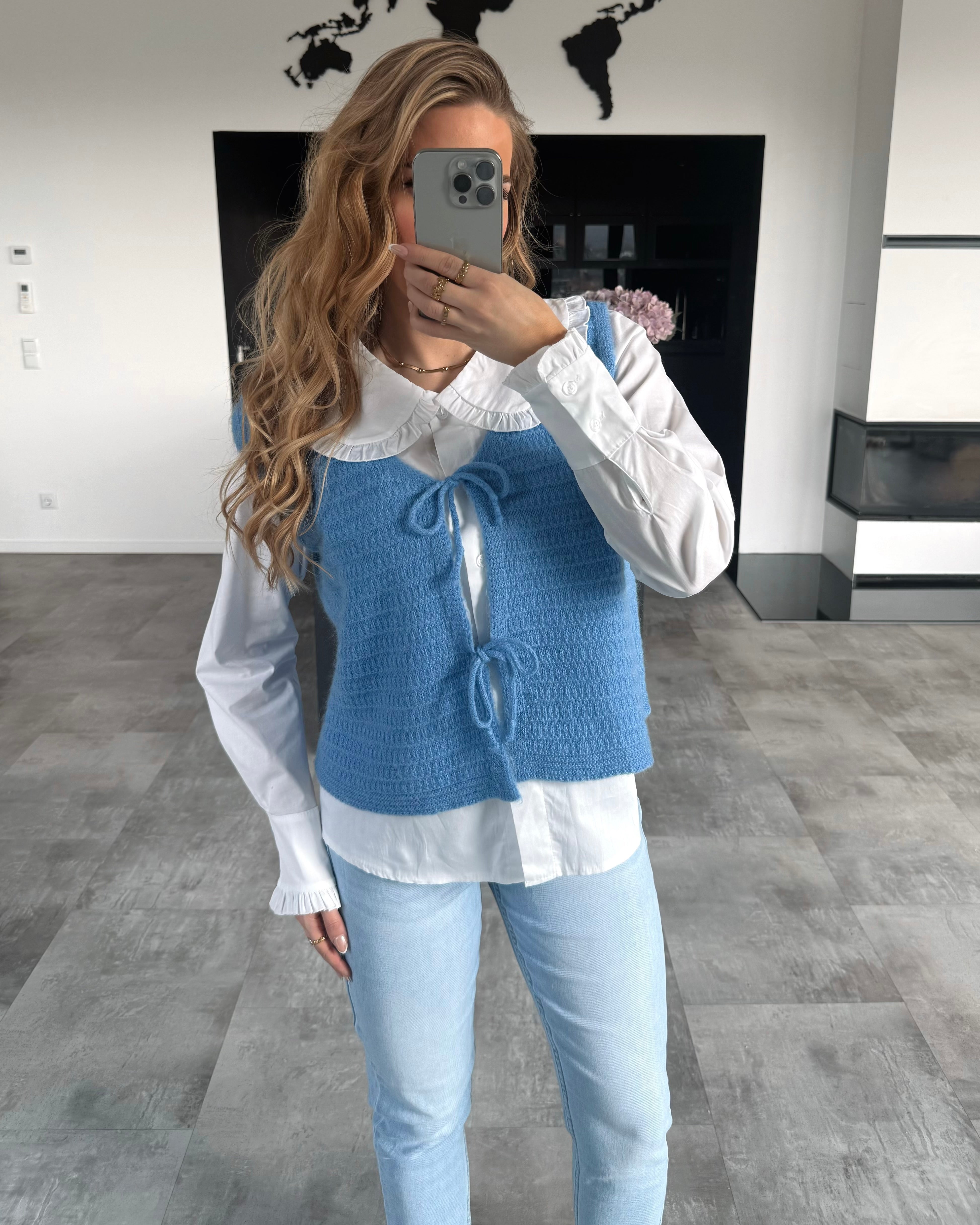 Knoten-Strickpullunder "Fenja" Blau