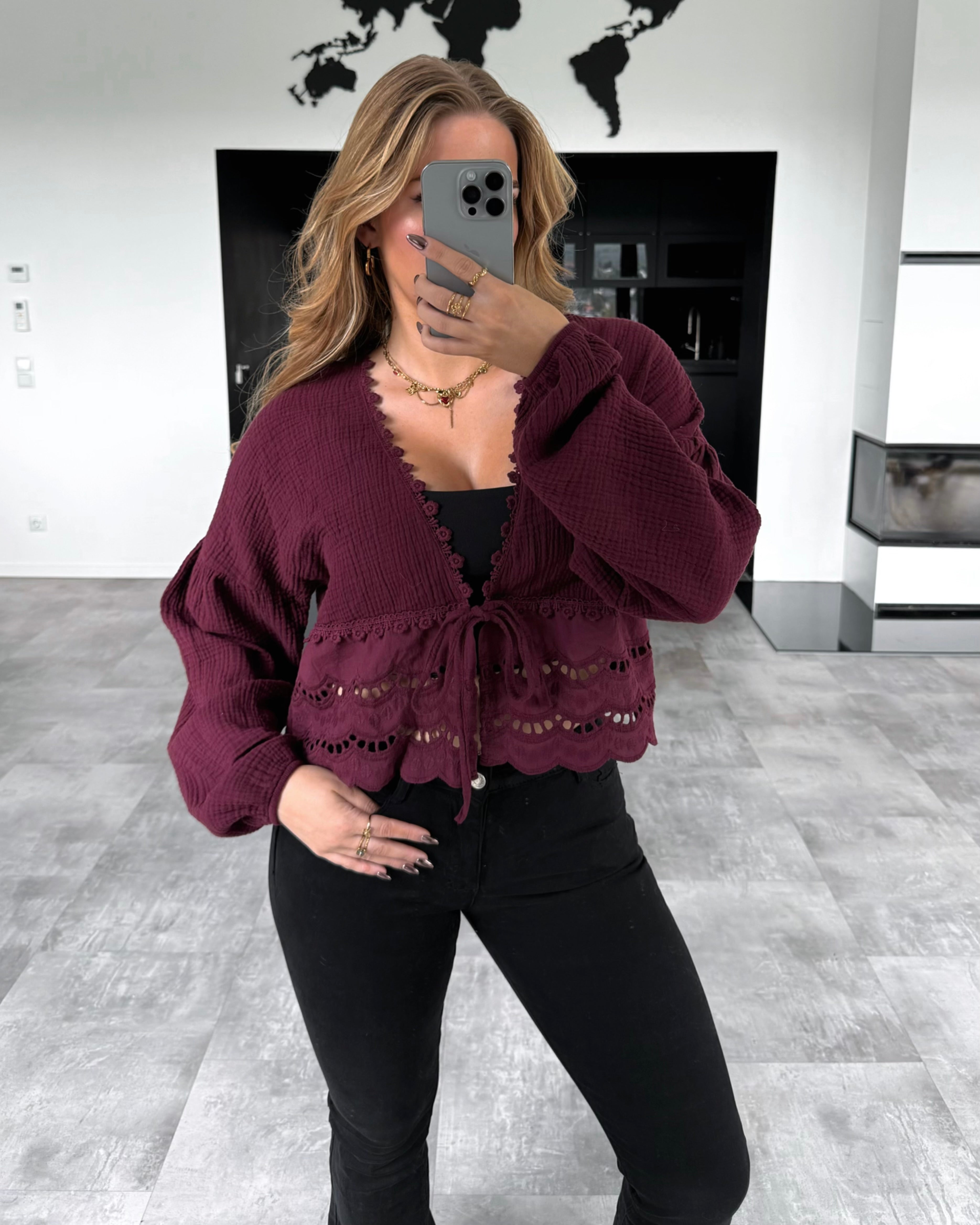 Musselin Knoten-Bluse "Emmi" Vino