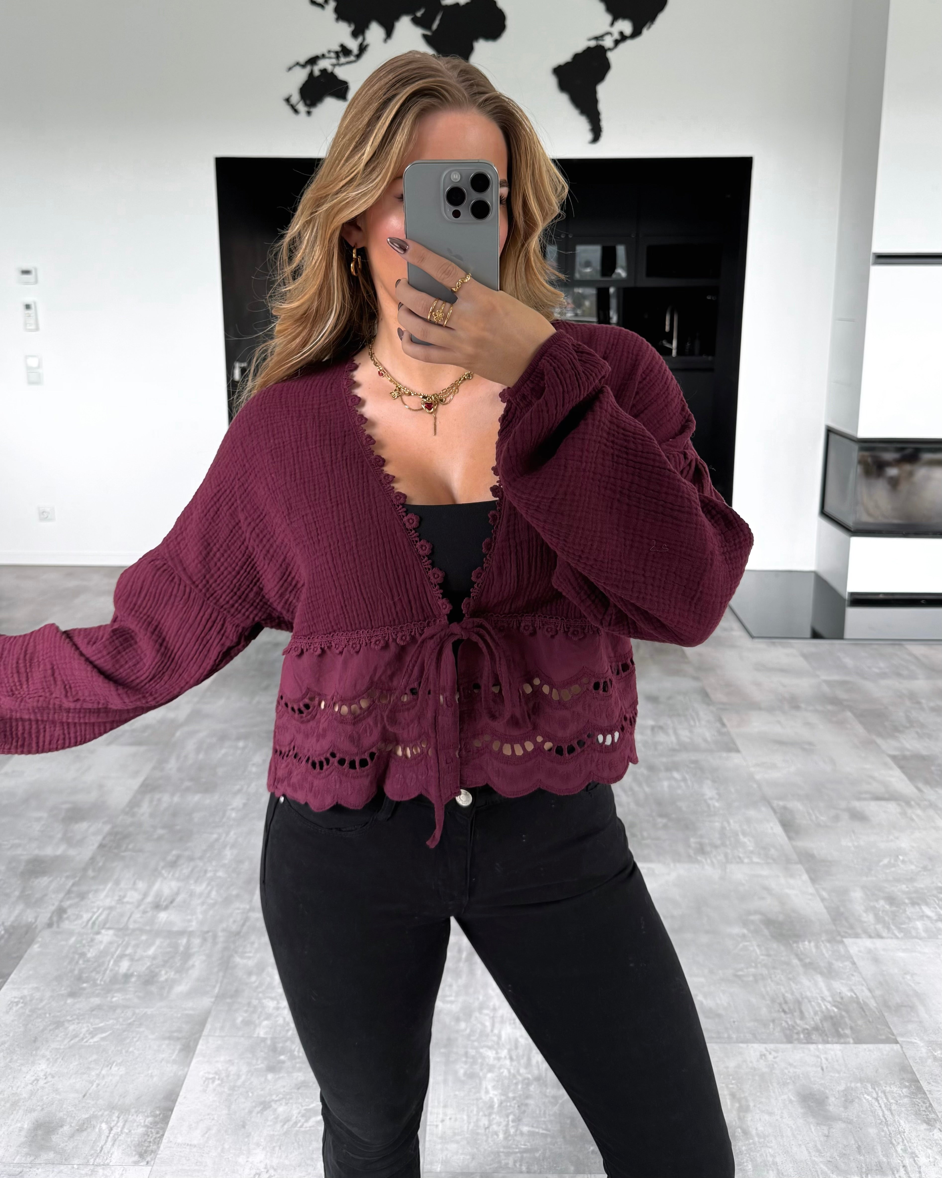 Musselin Knoten-Bluse "Emmi" Vino