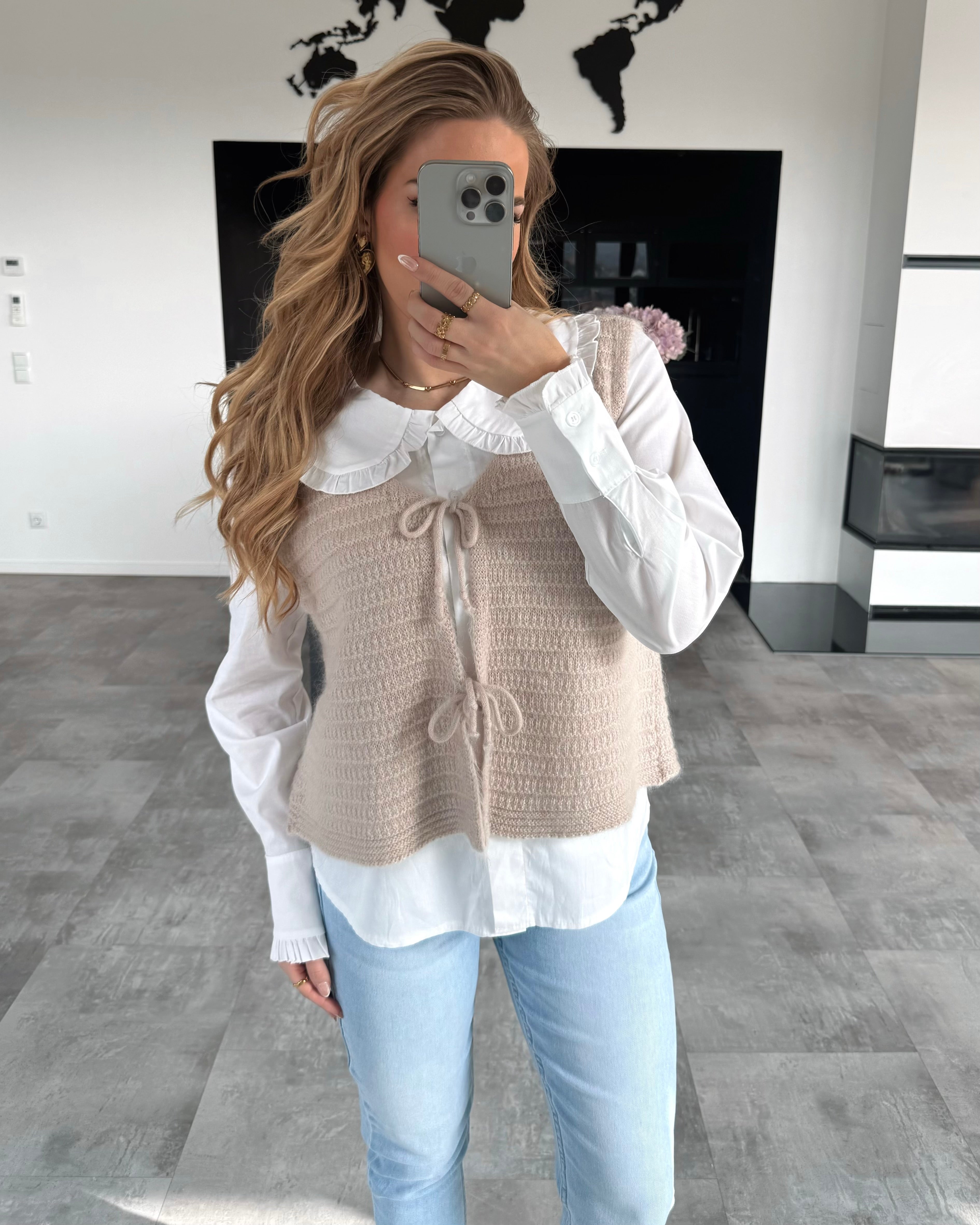 Knoten-Strickpullunder "Fenja" Taupe