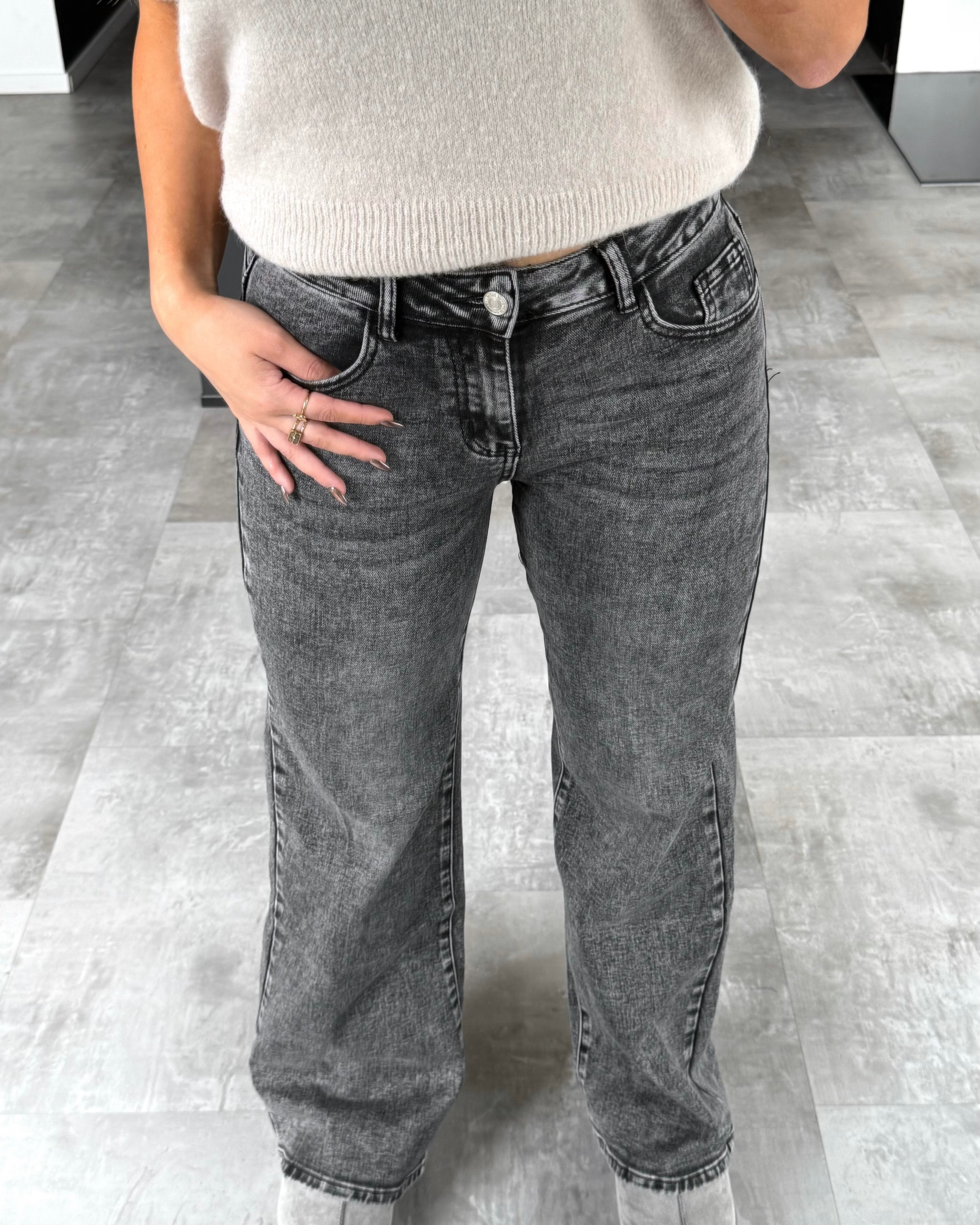 Wide Leg Jeans „Gina“ Grau