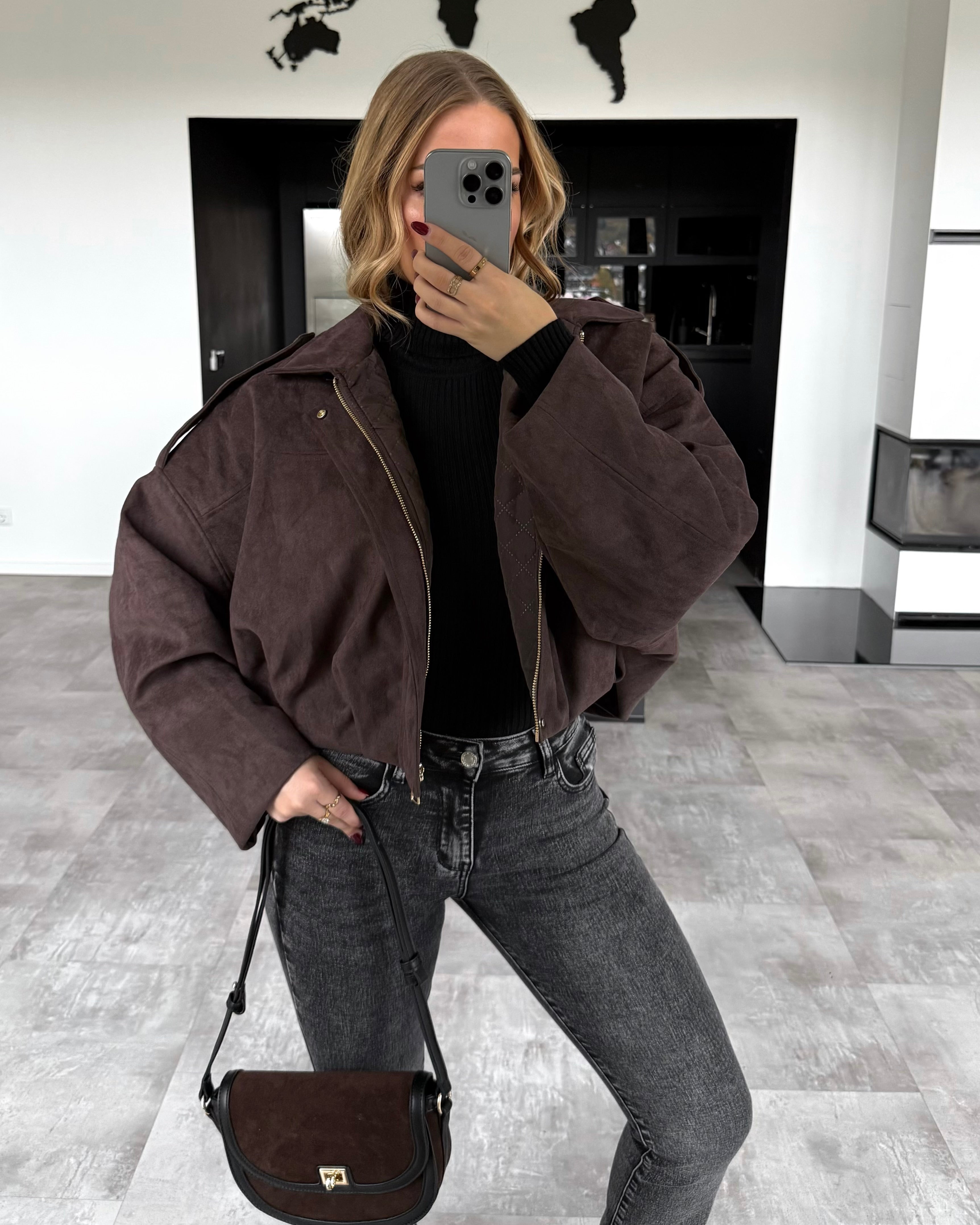 Suede Jacke “Romy” Dunkelbraun