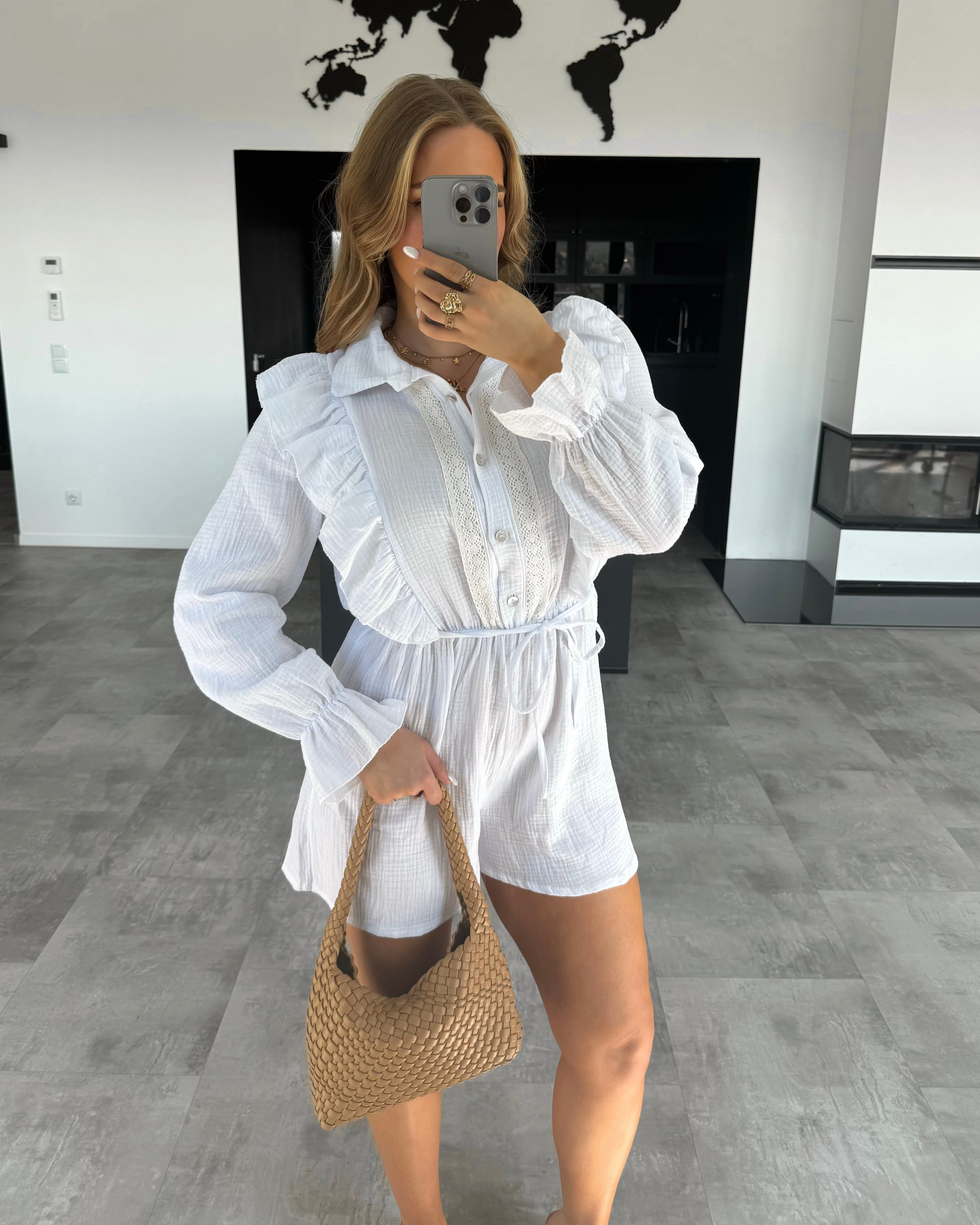 Musselin Jumpsuit „Tiara“ Weiß