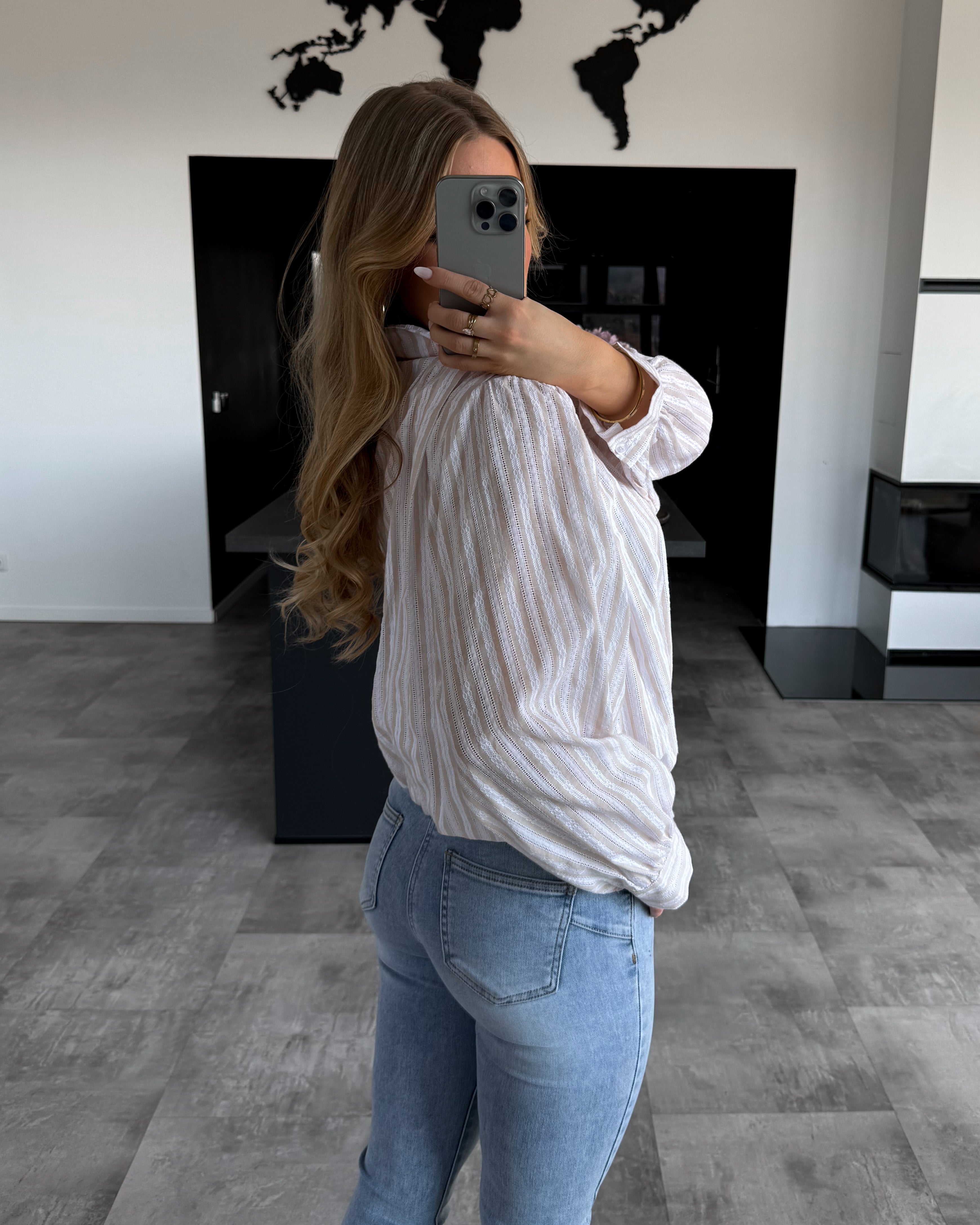 Bluse "Lainey" Weiß-Beige