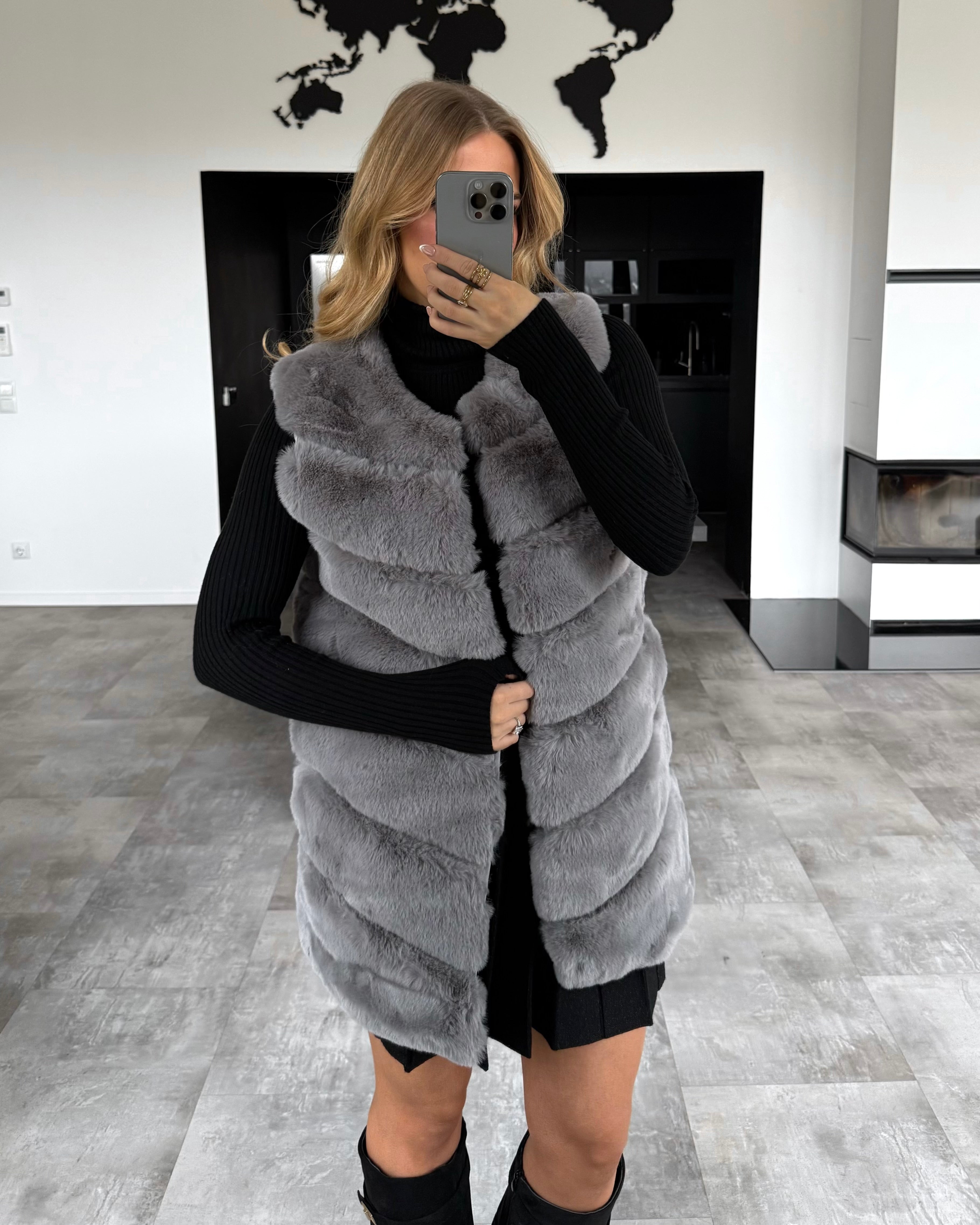 Fellweste “Valery” Grau