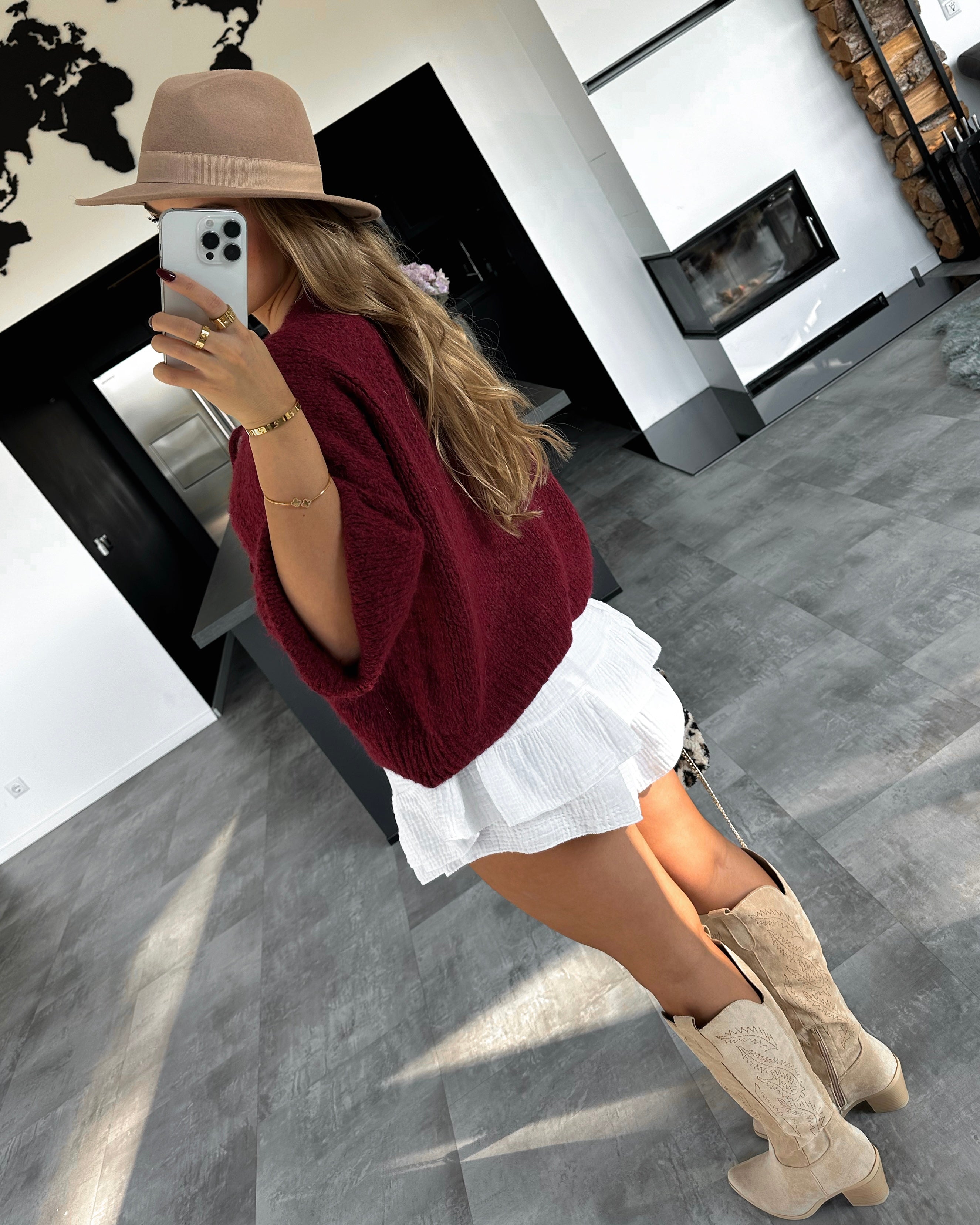 Knoten-Cardigan "Mavie" Bordeaux